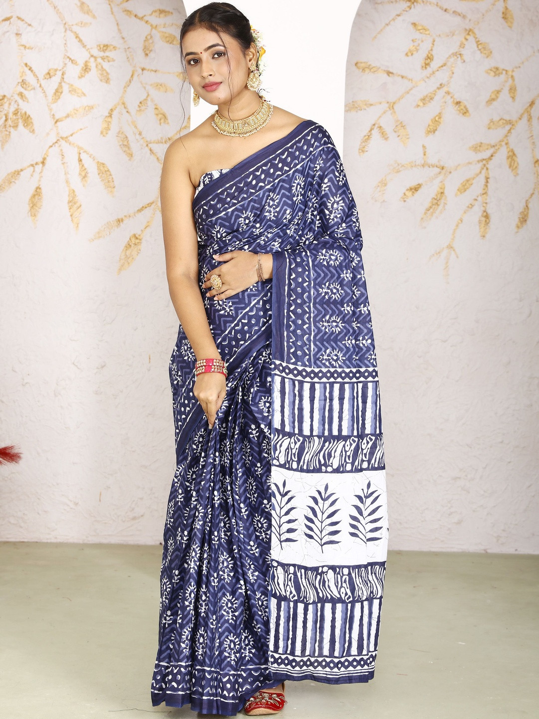 Anouk Ready to Wear Ethnic Motifs Printed Pure Cotton Saree With Pocket