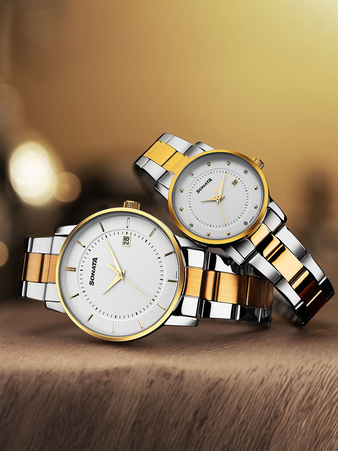 Sonata Perfect Men and Women P2 Quartz Silver Round Dial Pair Watch - 7718387091BM01