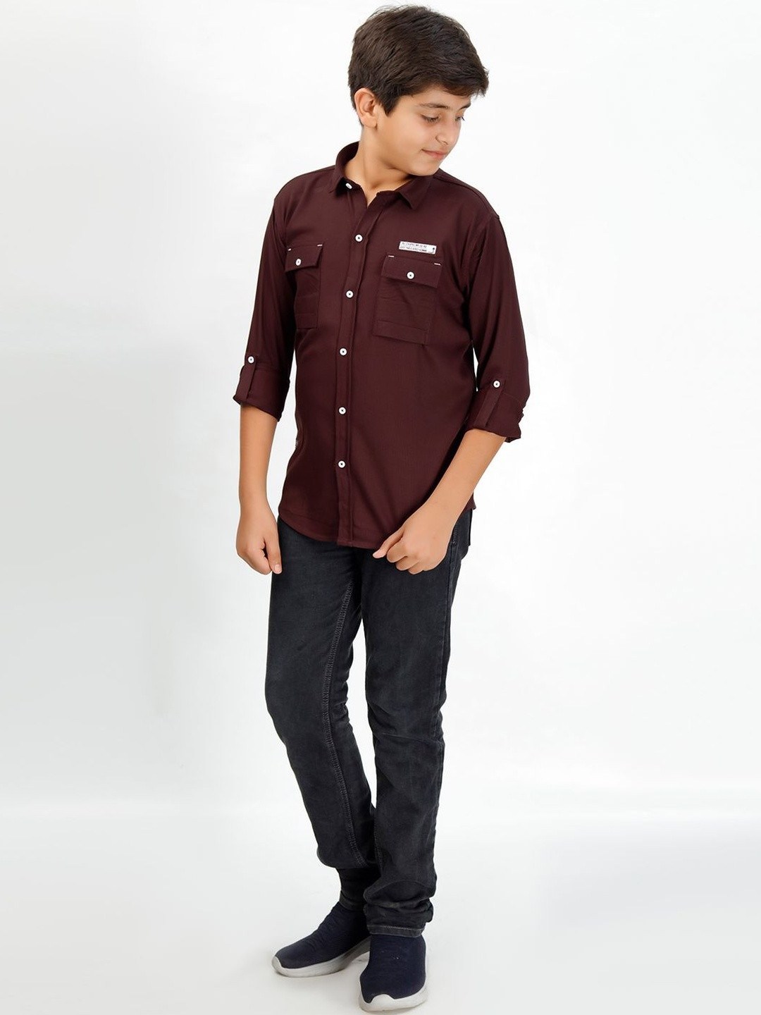 BEARSOUL Kids Boys Wine Cotton Full Sleeves Shirt