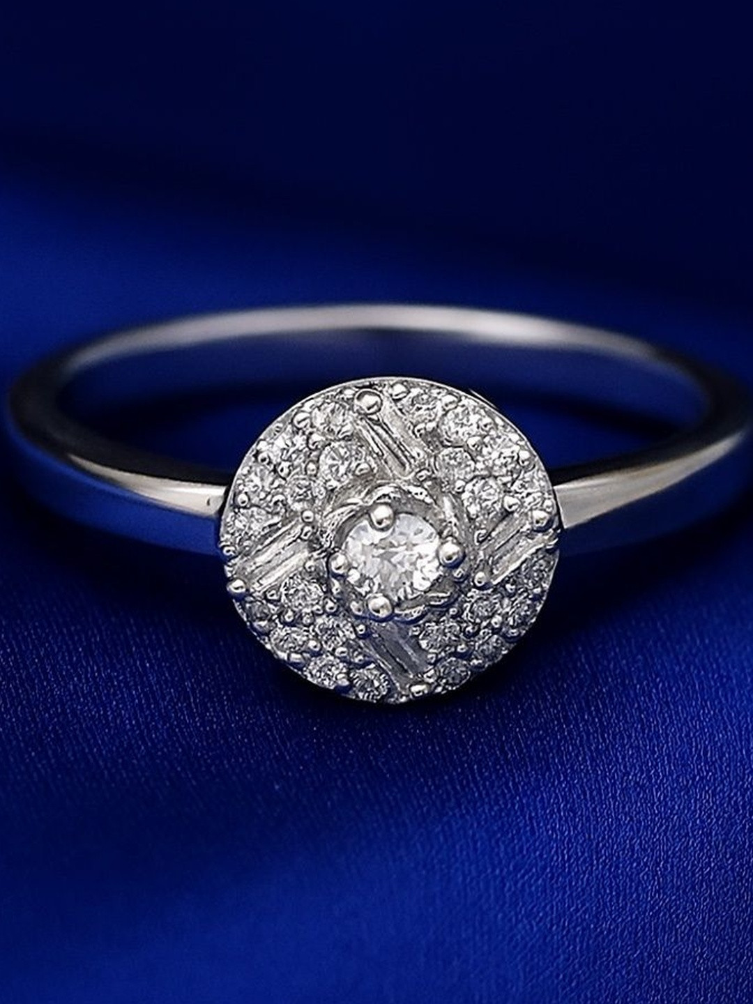 Silver by HM Women Silver Sterling Steel With Zircon Ring