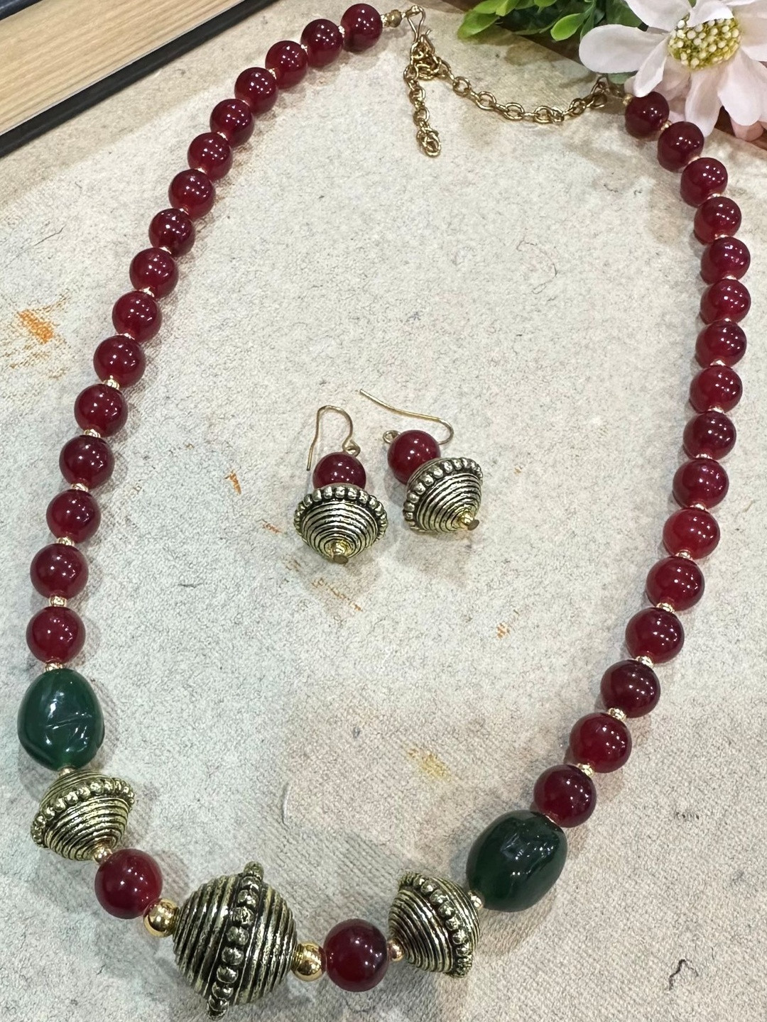 JN HANDICRAFT Women Silver Plated Oxidised Necklace and Jhumka Earrings