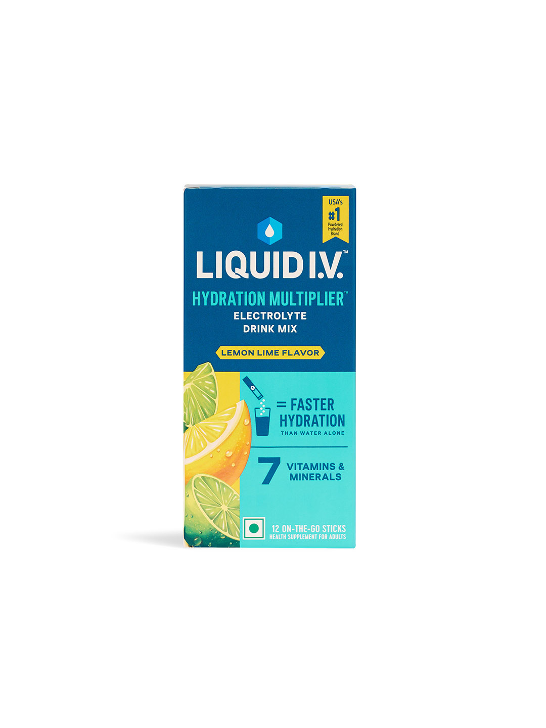 Liquid IV Hydration Multiplier Hydration Drink Mix 12 Sticks 16g Each - Lemon Lime