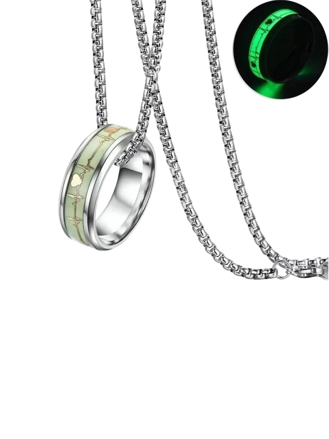 PASU FASHION Unisex Stainless Steel Ring Pendant With Chain