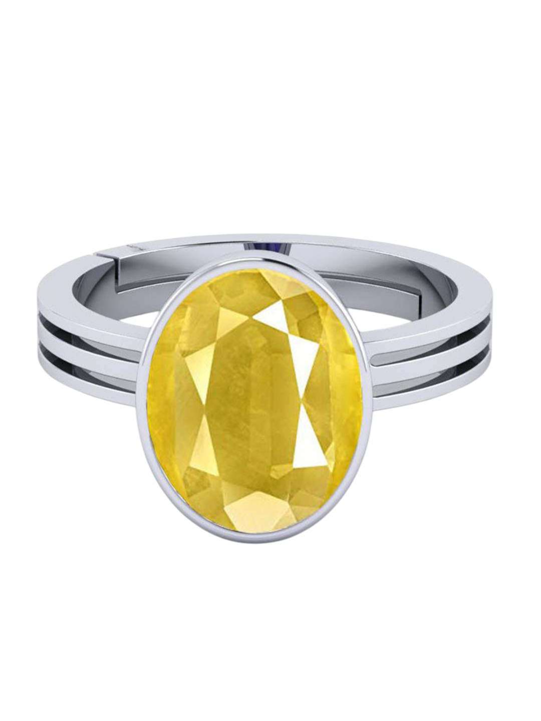 VISHVMA Gold-Plated 10.00 Ratti Sapphire Pukhraj Gem Stone Studded Finger Ring