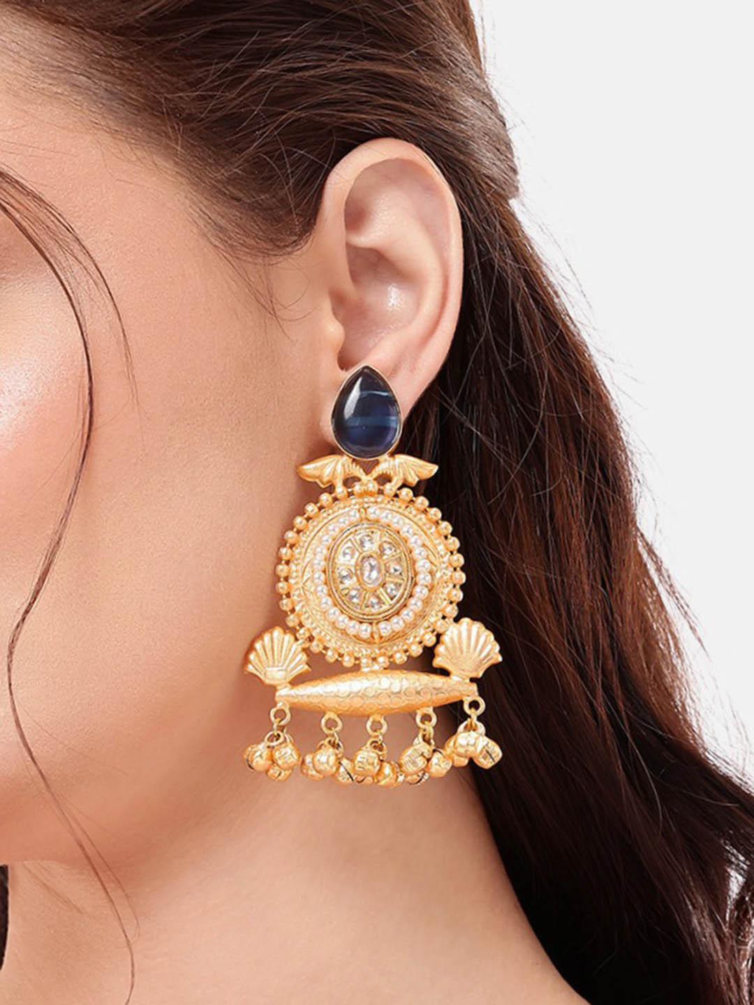 Nuyug Varnika Kundan Studded Statement Chandbalis