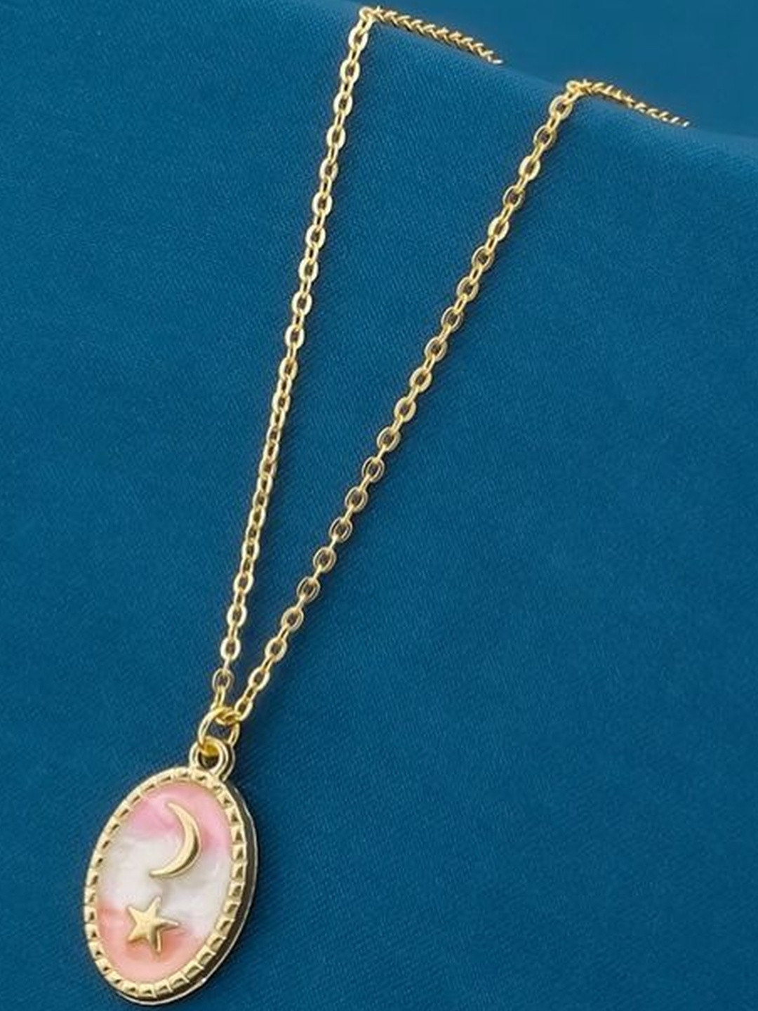 DressBerry Women MultiColor Moon & Star Enamel Casual Necklace Chain