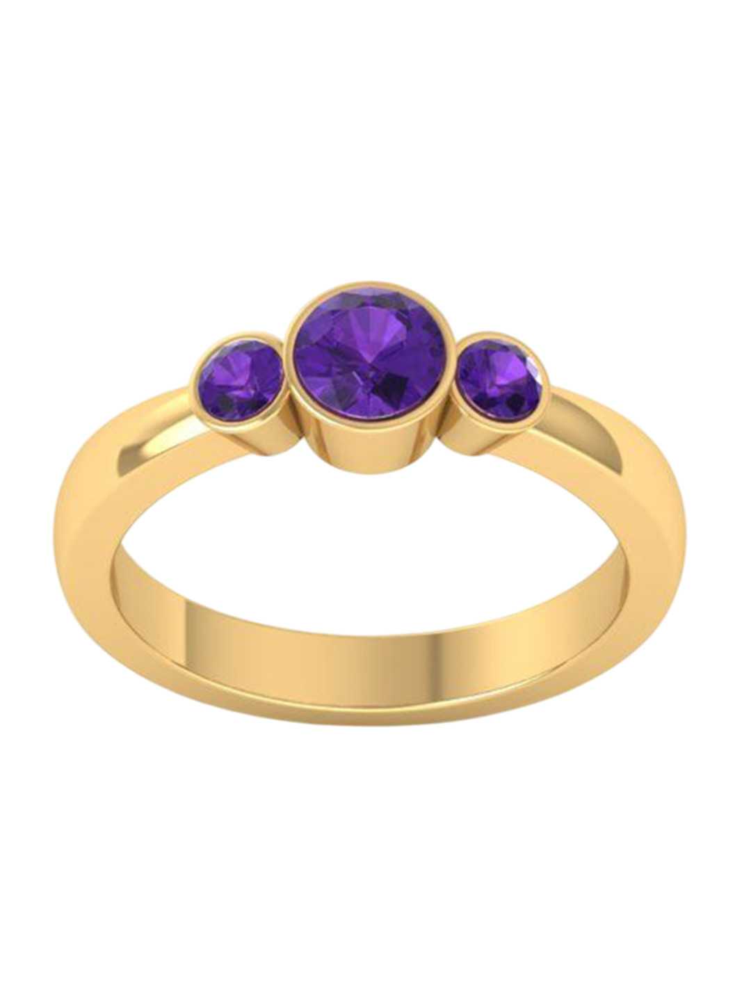 Eddicted 925 Sterling Silver 14K Gold-Plated Amethyst Studded Finger Ring