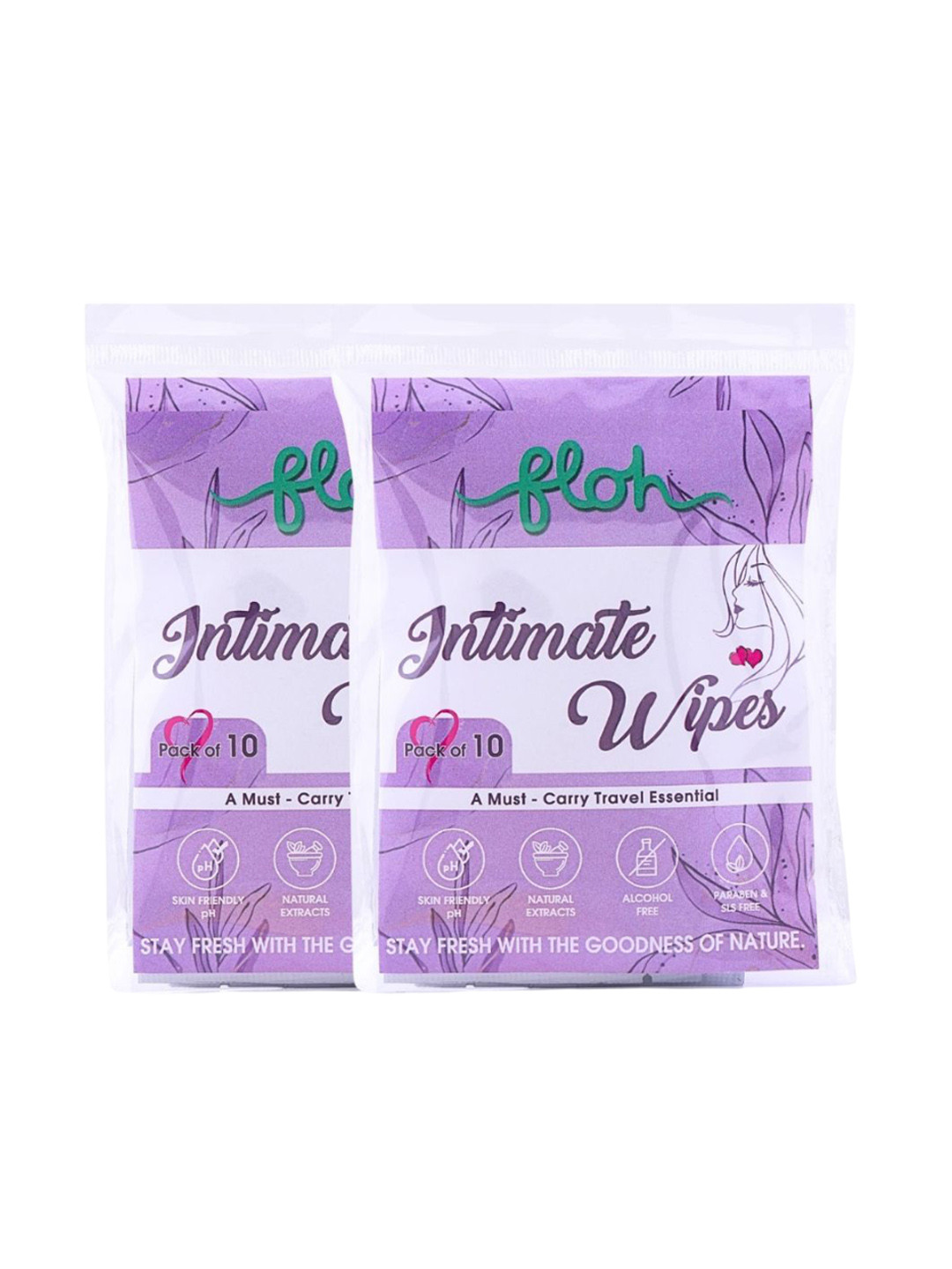 FLOH Set Of 2 Lavender Intimate Wipes - 10 Pcs Each