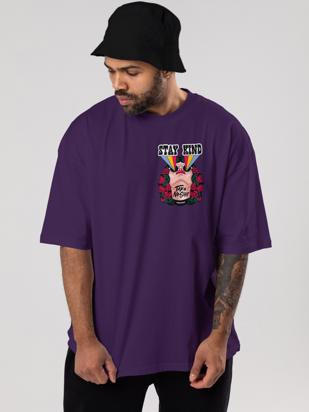 Offbeat Outfits Men Graphic Printed Round Neck Cotton Oversized T-shirt