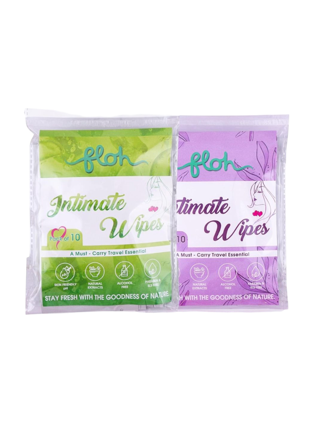 FLOH 2-Pcs Aloevera & Lavender Intimate Wipes- 10 Wipes Each