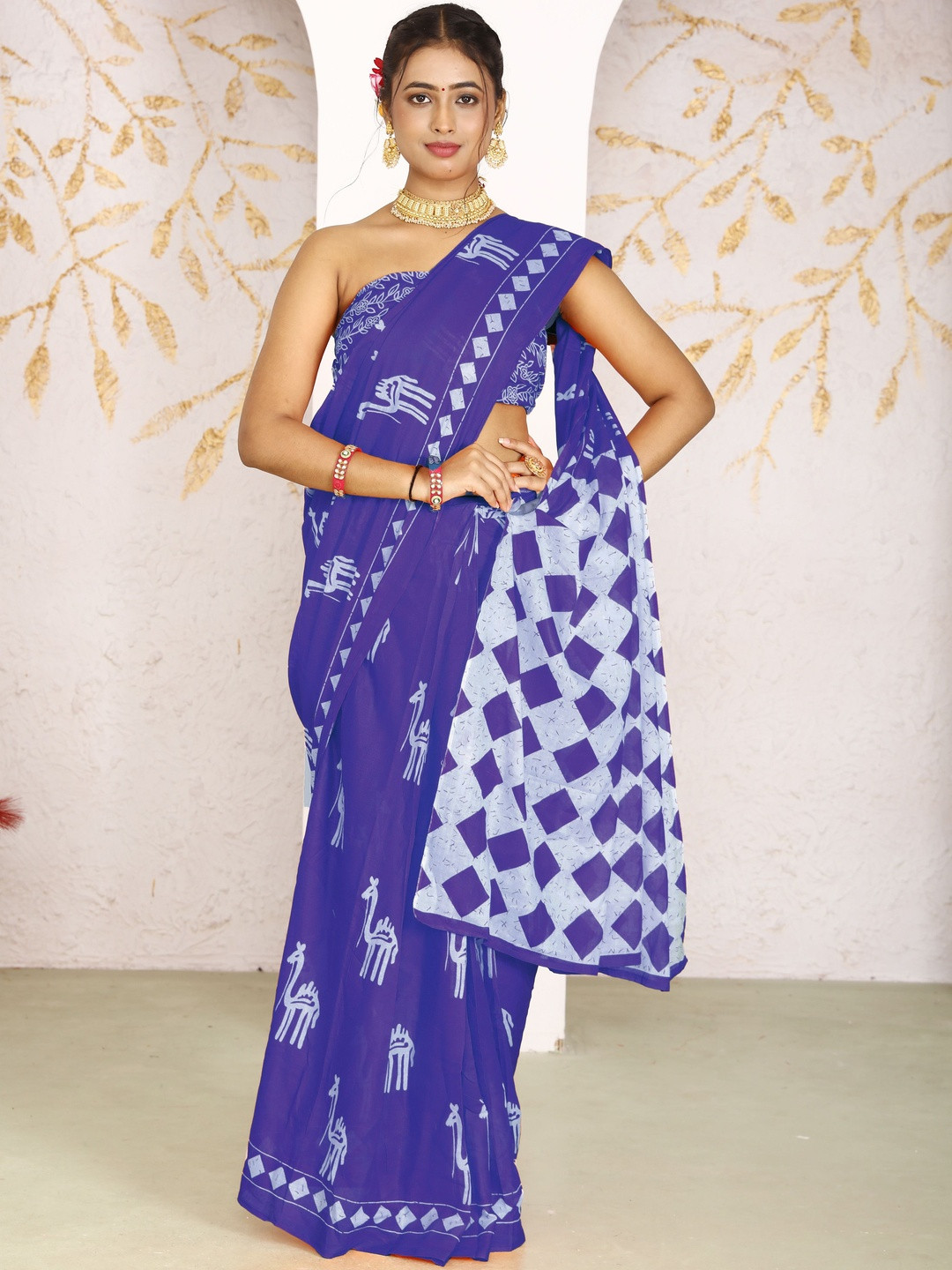 Anouk Ready to Wear Ethnic Motifs Printed Pure Cotton Saree With Pocket