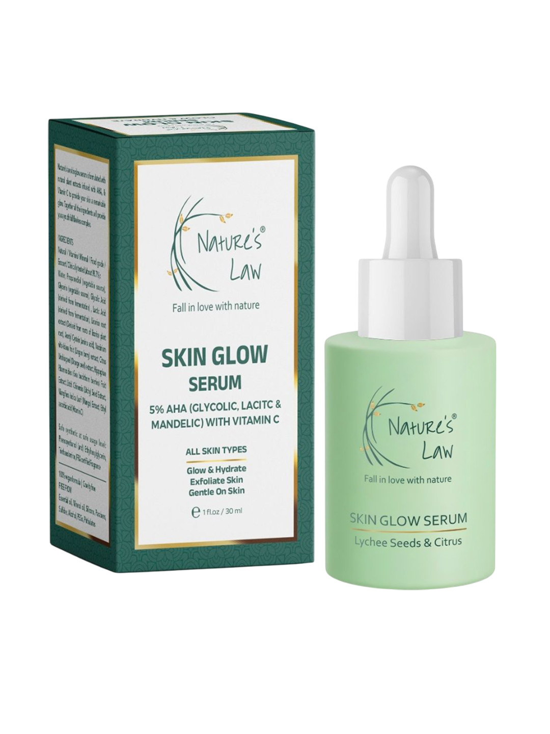 Nature's Law Skin Glow Face Serum With Vitamin C & Natural Extracts - 30 ml