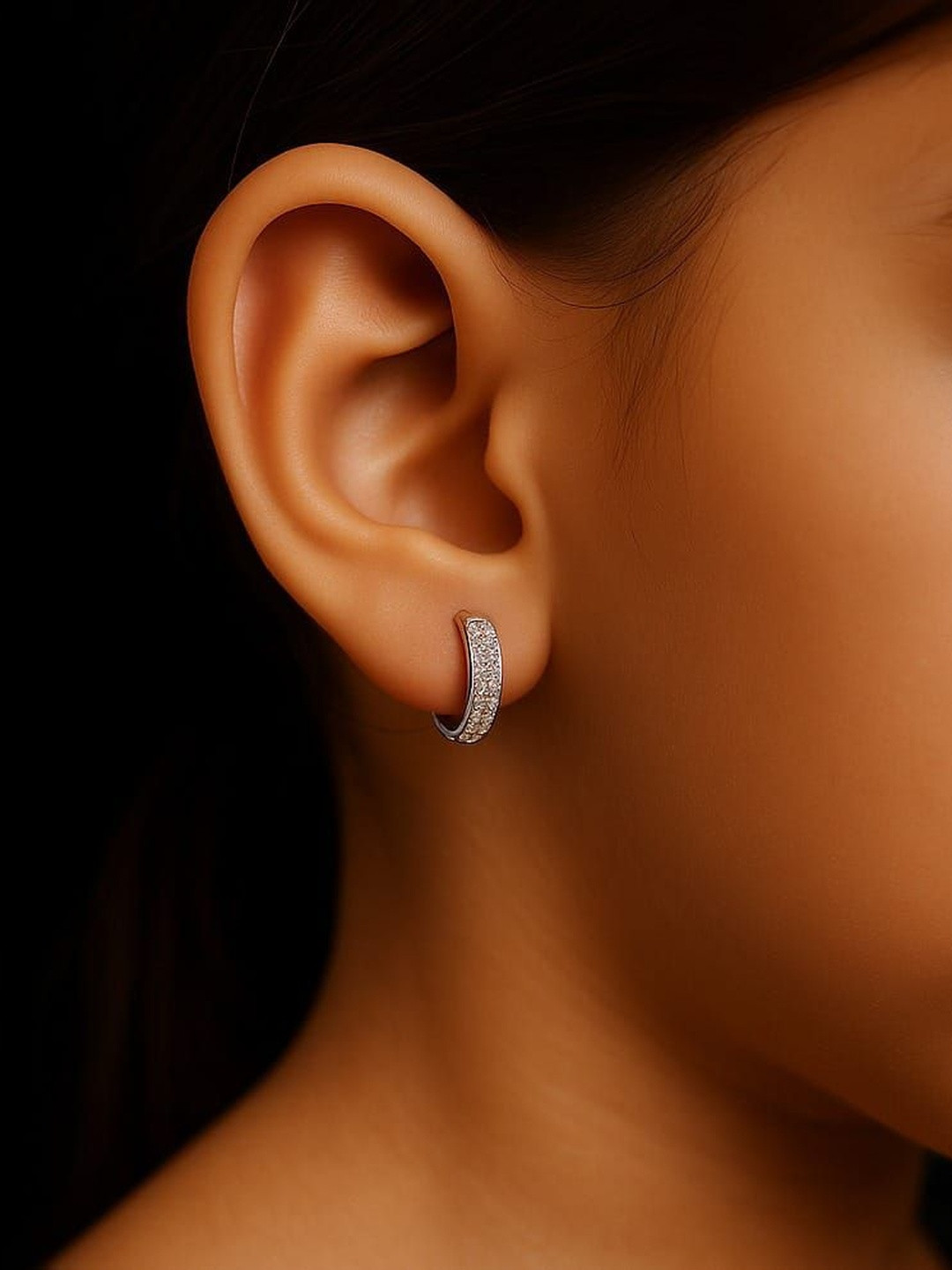 NEW AMBAJI ART JEWELLERY Circular American Diamond Earrings