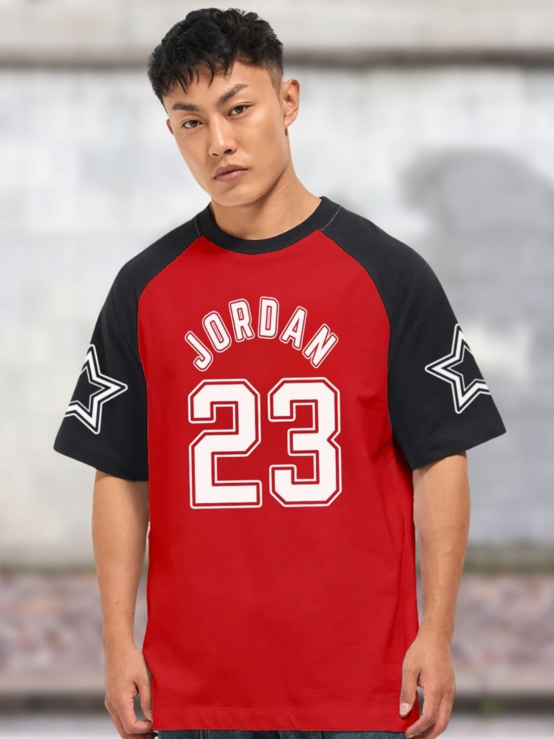 Men's Red & Black Typography Round Neck T-shirt