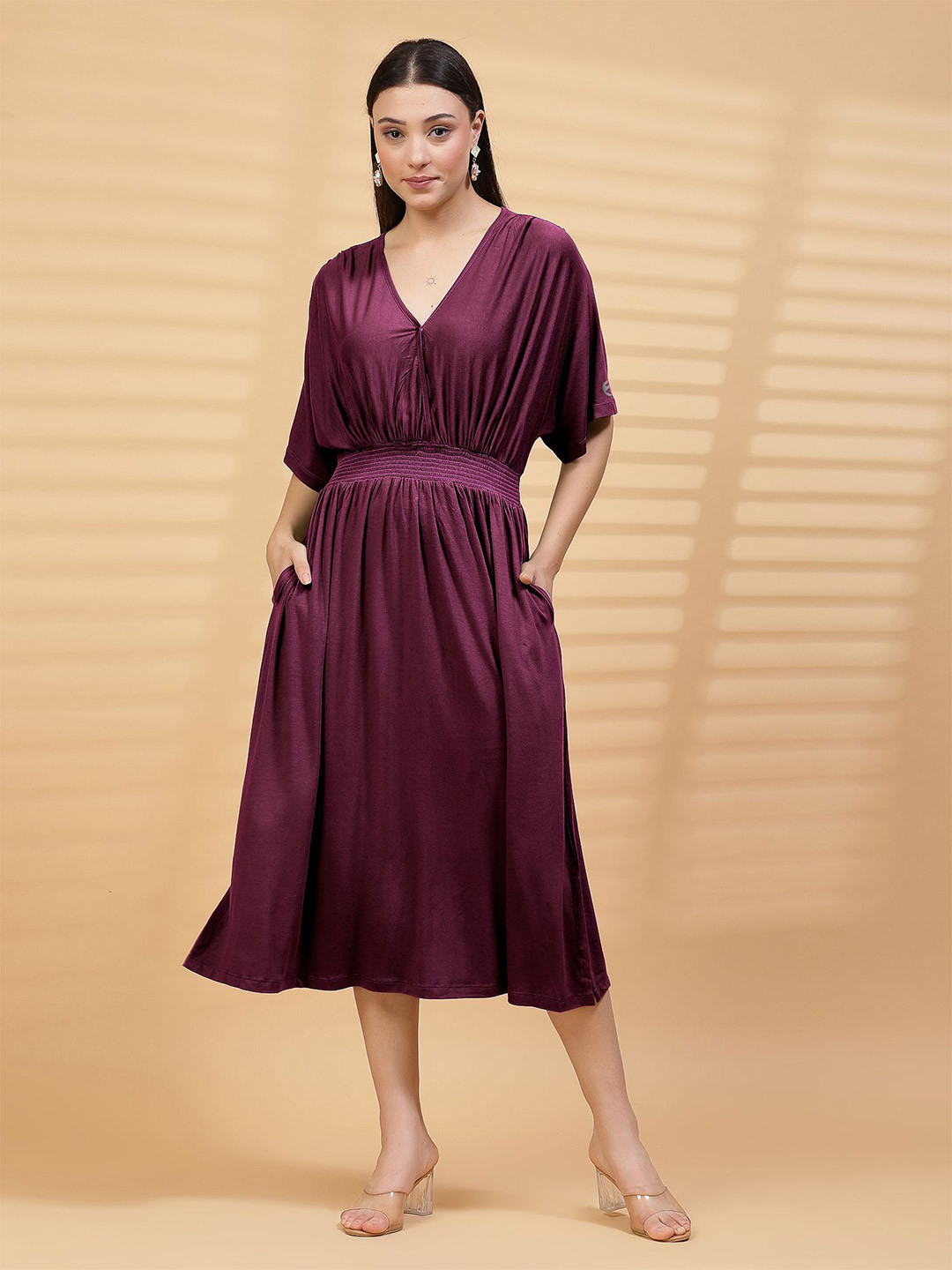 House Of Zelena Women Maternity Batwing Sleeve Kaftan Midi Dress