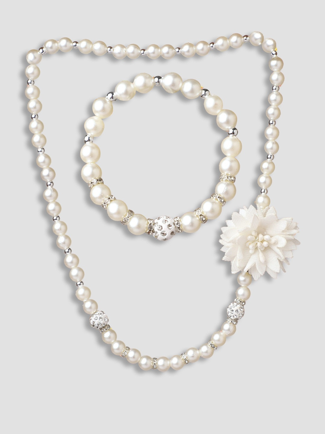 COCO CANDY Women Floral Pearls & Braecelet Jewellery Set