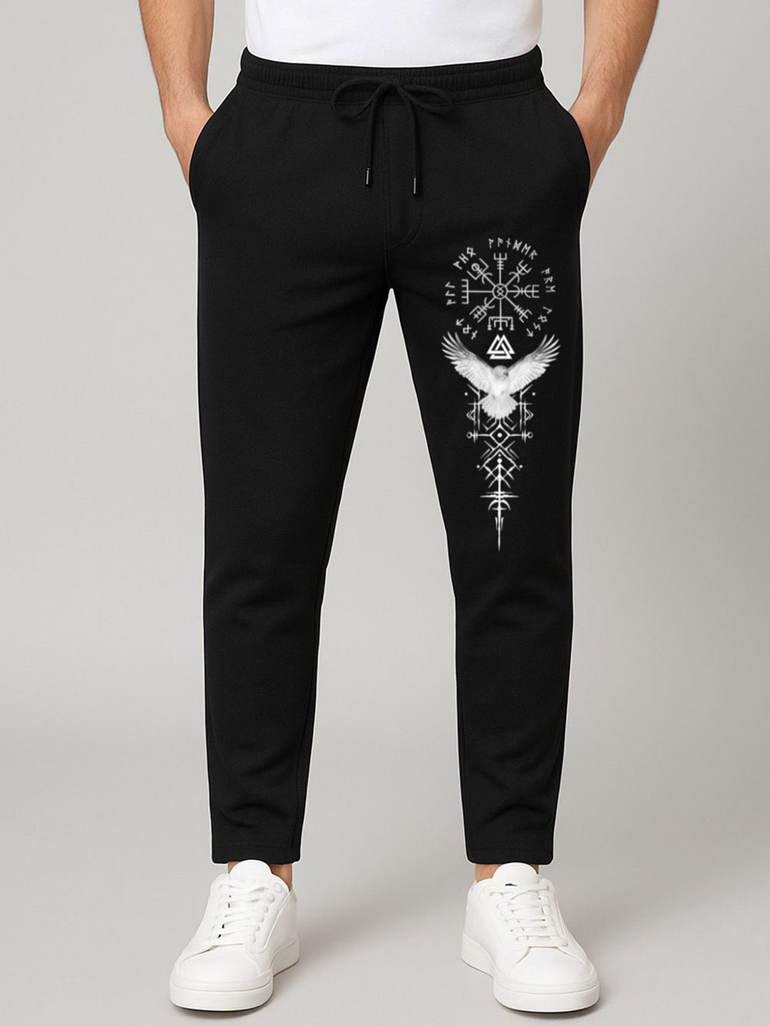 Elibolz Men Graphic Printed Cotton Mid-Rise Track Pant
