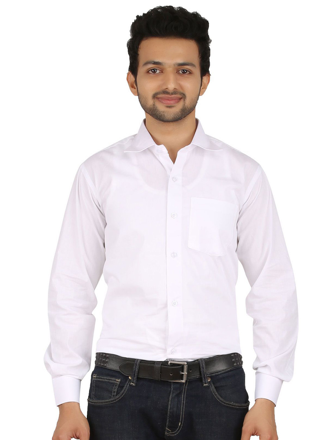 PRAKASAM COTTON Mens Pure Cotton Slim Fit Full Sleeve White Shirt