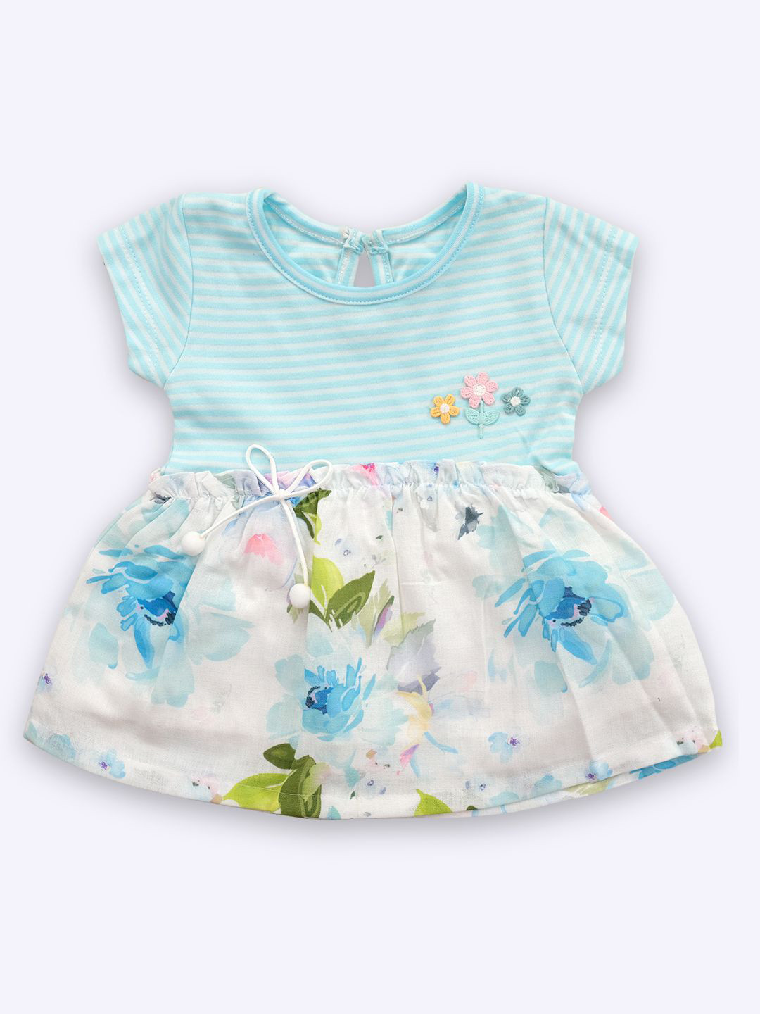 KIKO Girls Floral Printed Pure Cotton Fit & Flare Dress