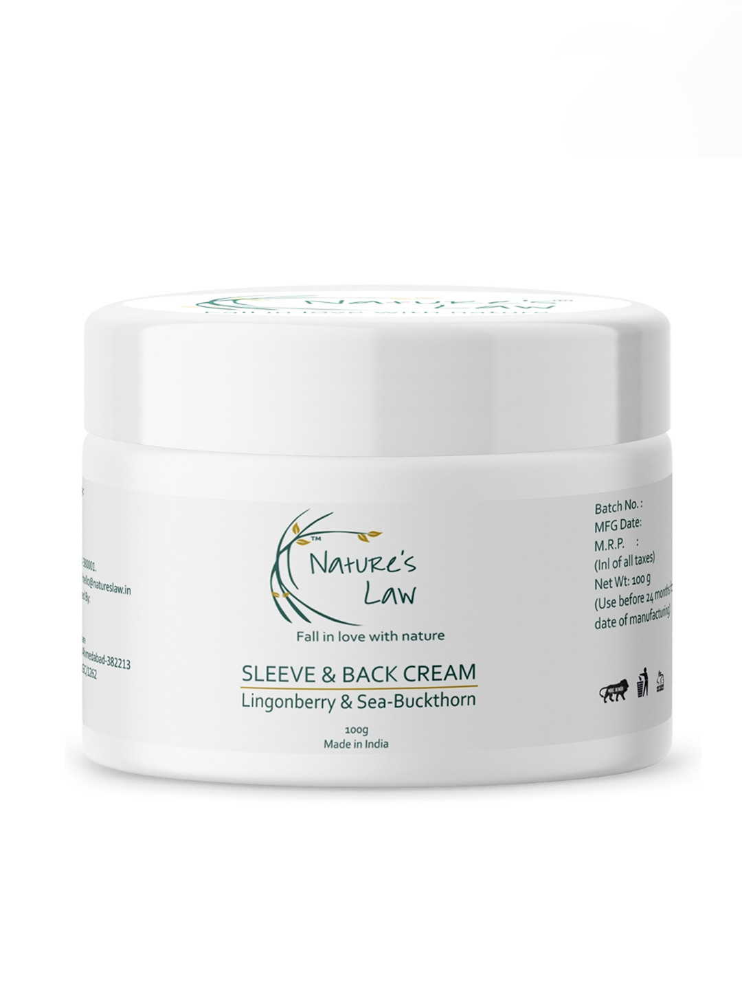 Nature's Law Sleeve Back Cream With Lingonberry & Sea Buckthorn-100gm