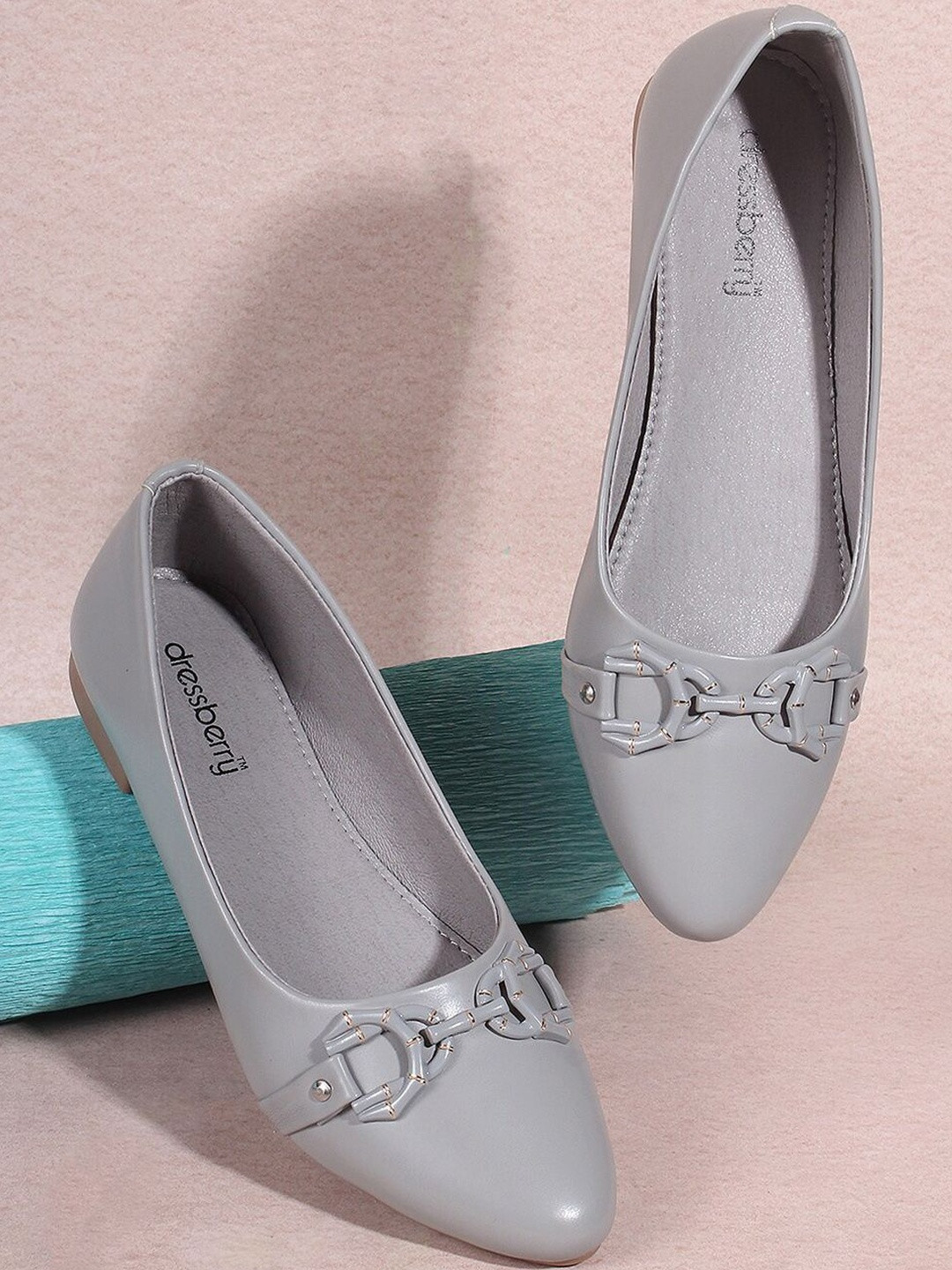 DressBerry Women Grey Smart Casual Loafer Ballerinas