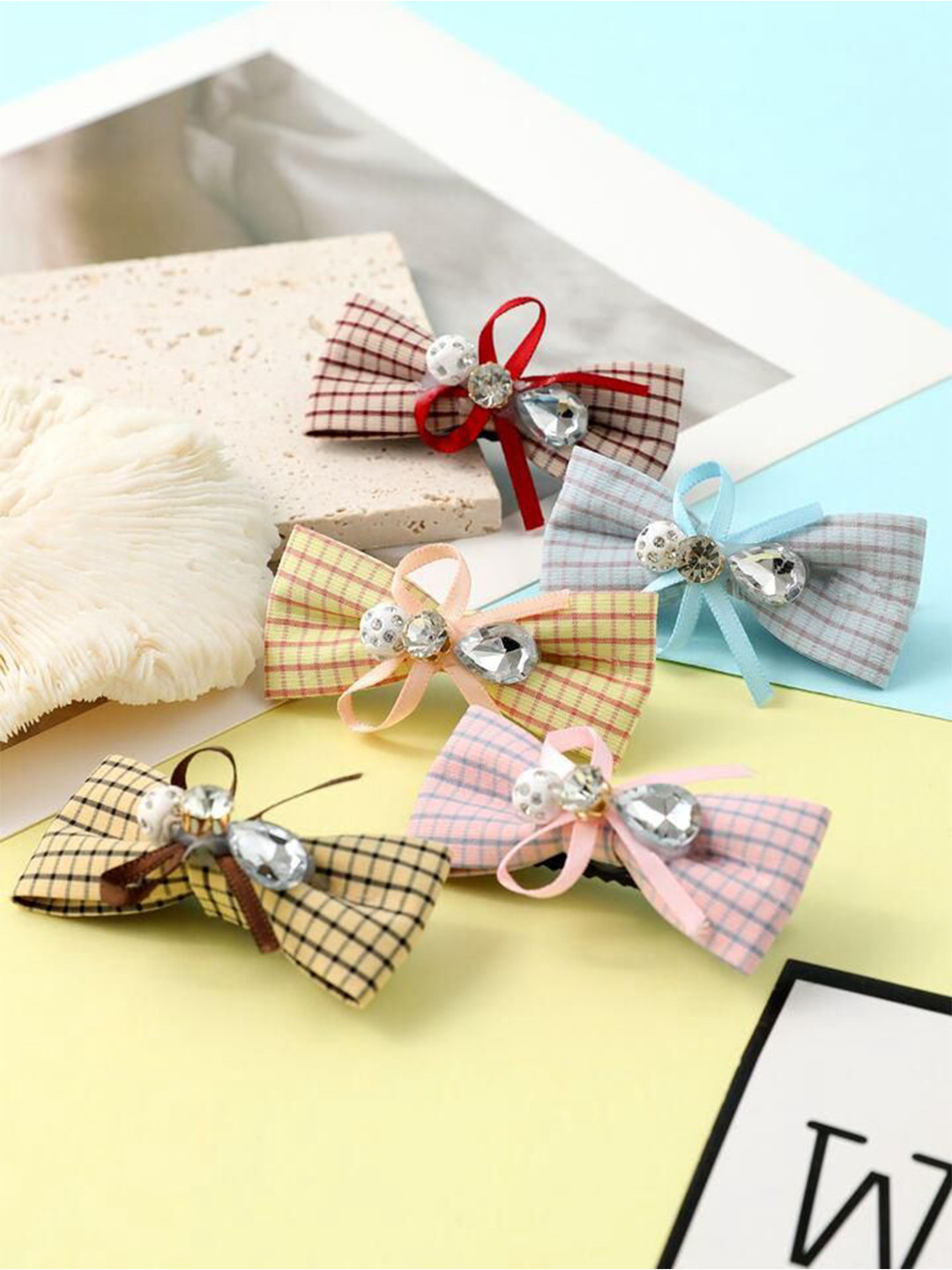 Radhya Accessories Women Pack of 5 Adorable Bow Clips Set  Hair Accessory