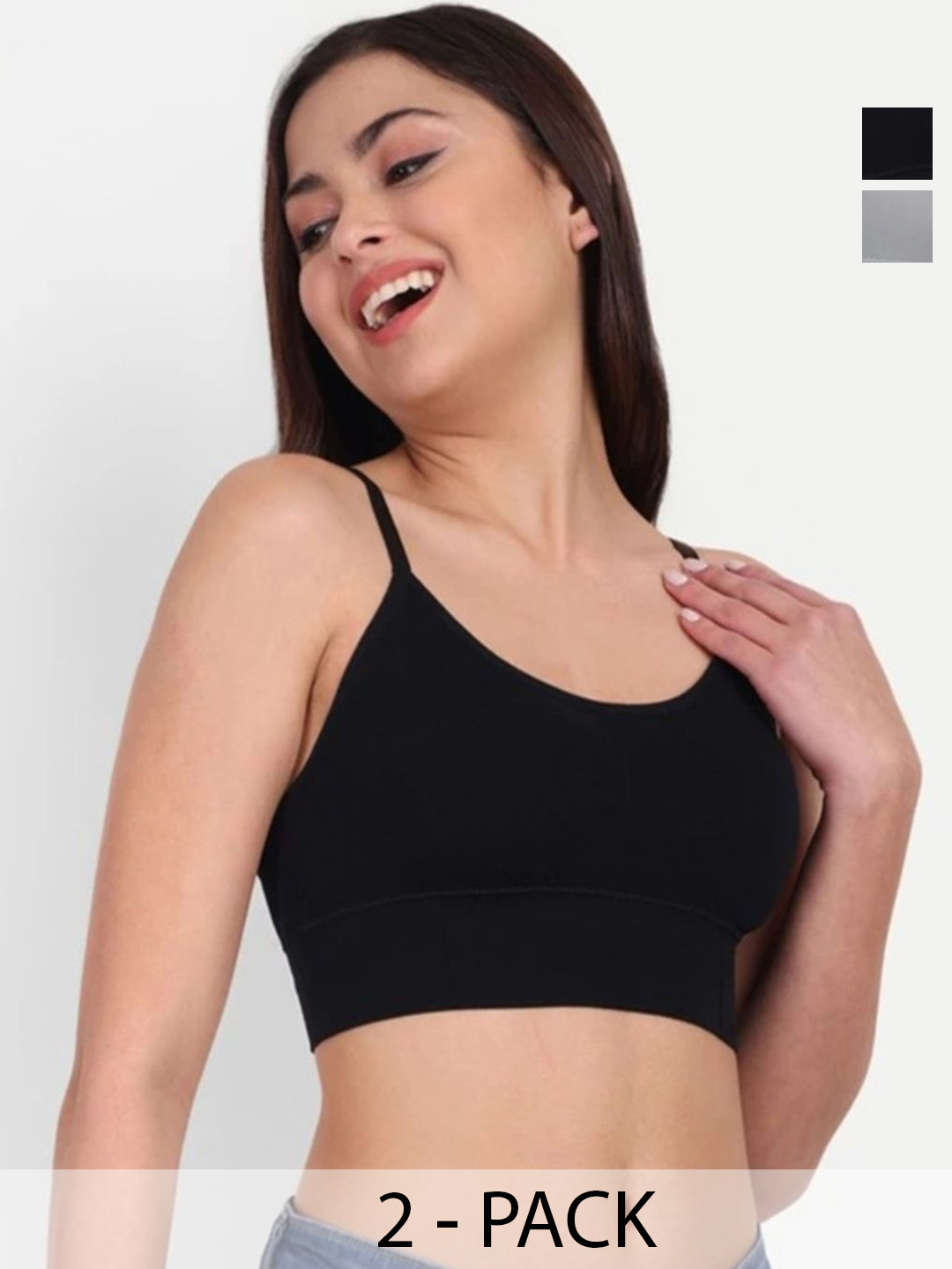 KAMINI Pack Of 2 Moisture Wicking Seamless Padded Cotton Everyday Bras