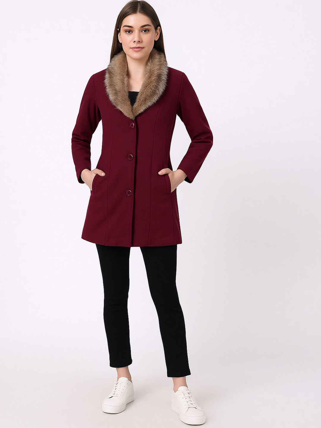 ORIEX THE ORIGINAL FASHION Women Stand Collar Long Sleeves Trench Coat