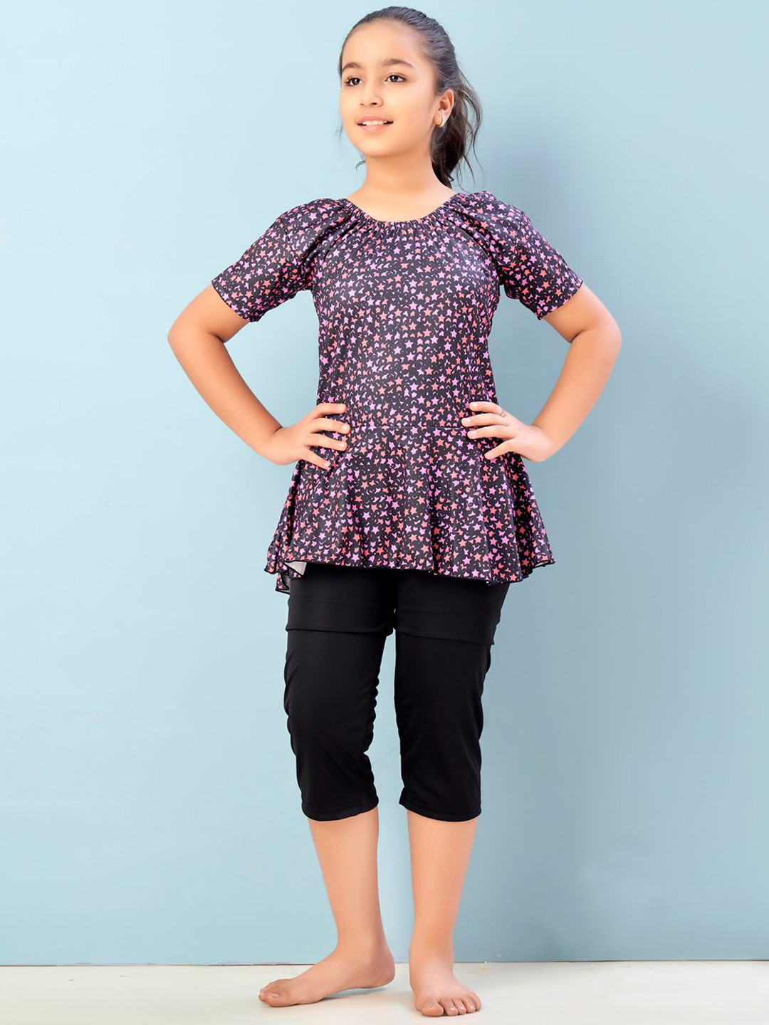 BAESD Girls Star Printed Swimwear With Attached Tights