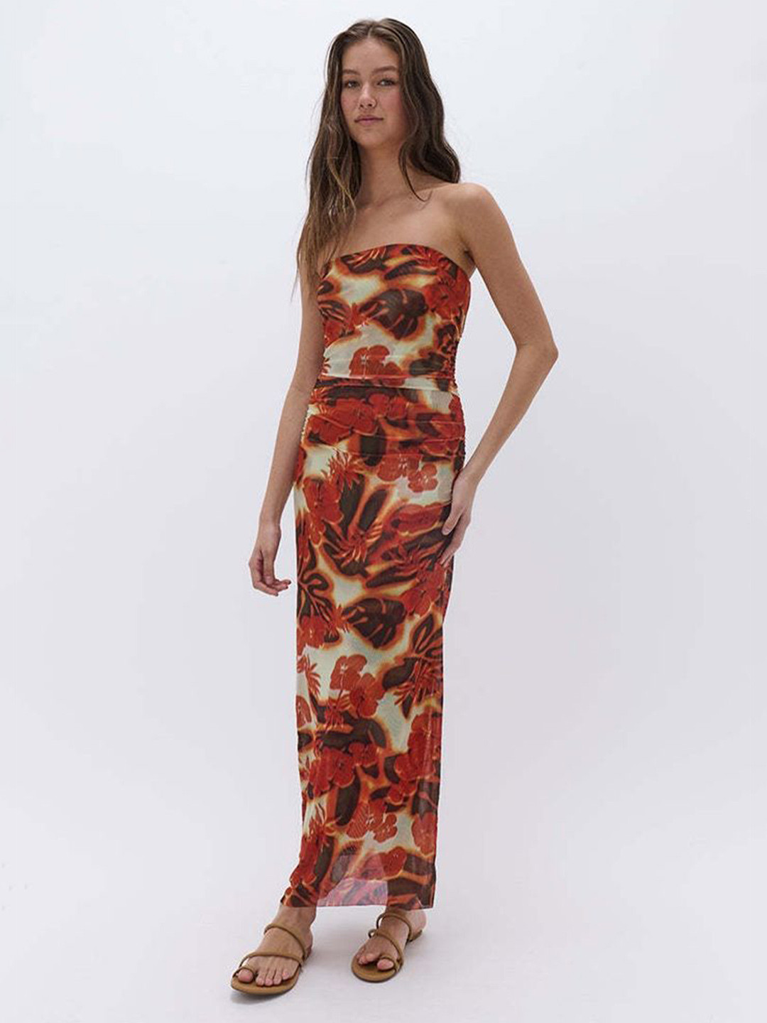 LULU & SKY Women Strapless Floral Print Bodycon Dress