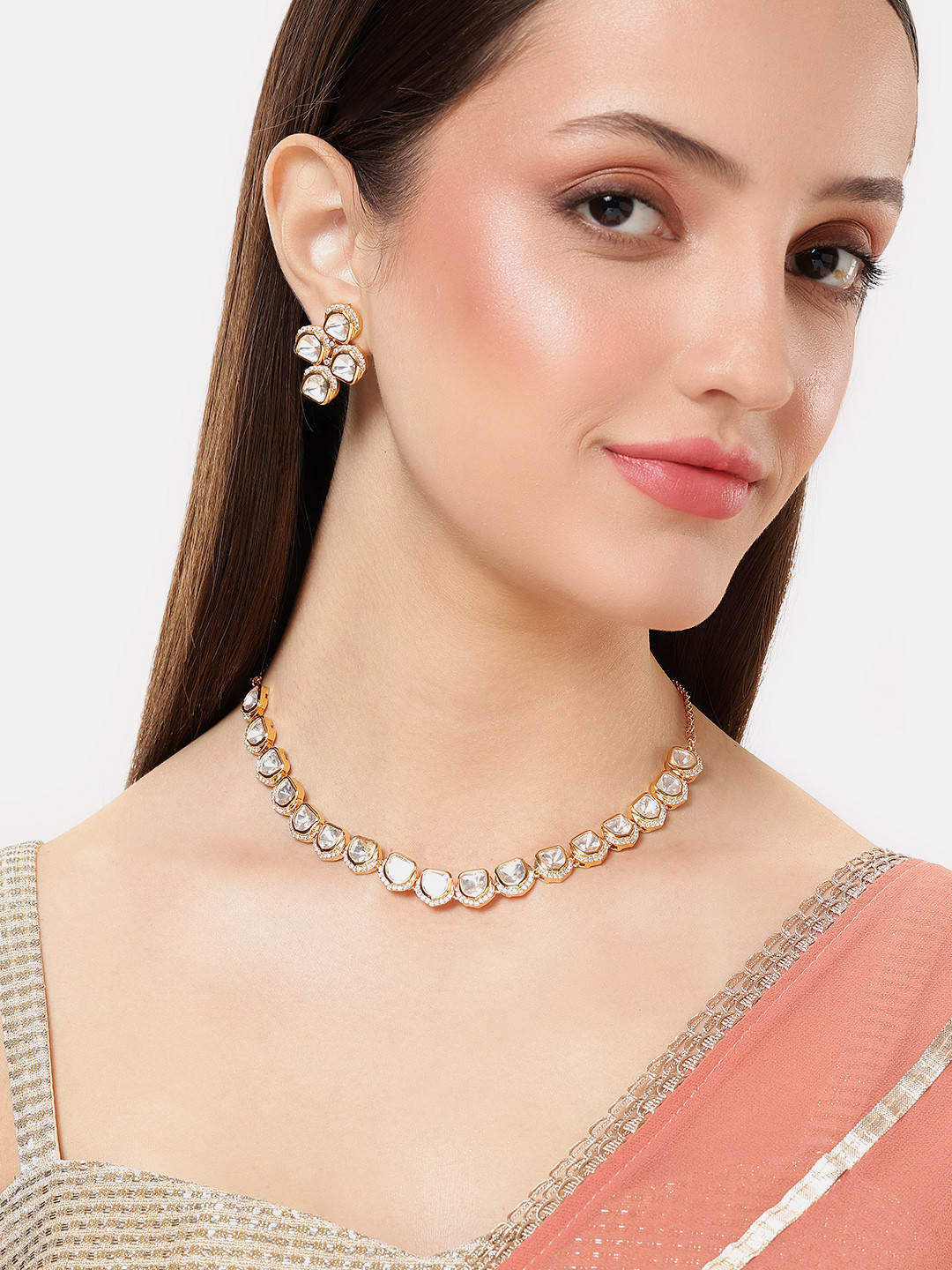 Lavish Giftz Gold Plated Stone Studded Jewellery Set