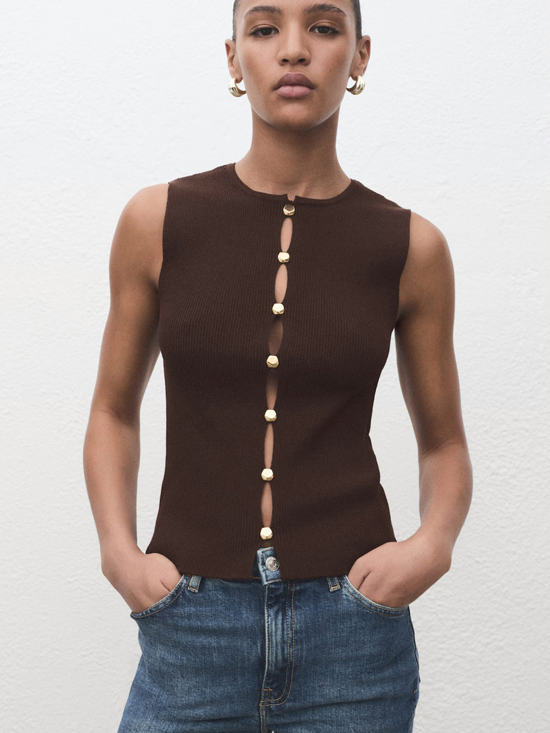 MANGO Jewel-Effect Button Vest