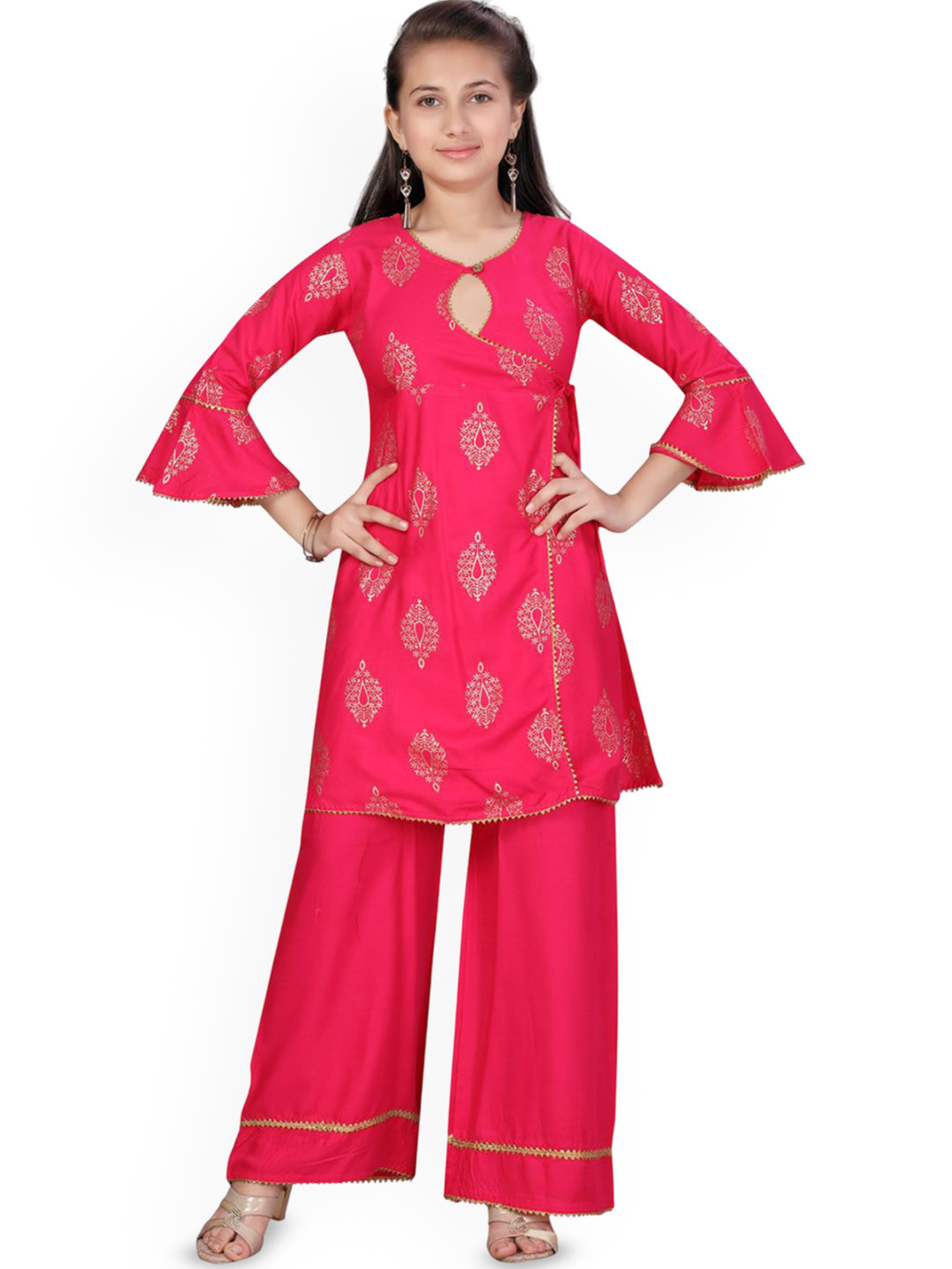 BAESD Girls Rani Pure Cotton Printed Kurti Palazzo Set