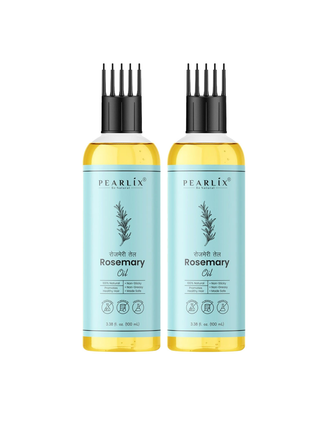 Pearlix Be Natural Set Of 2 Rosemary Hair Growth Oil With Comb Applicator- 100 ml Each