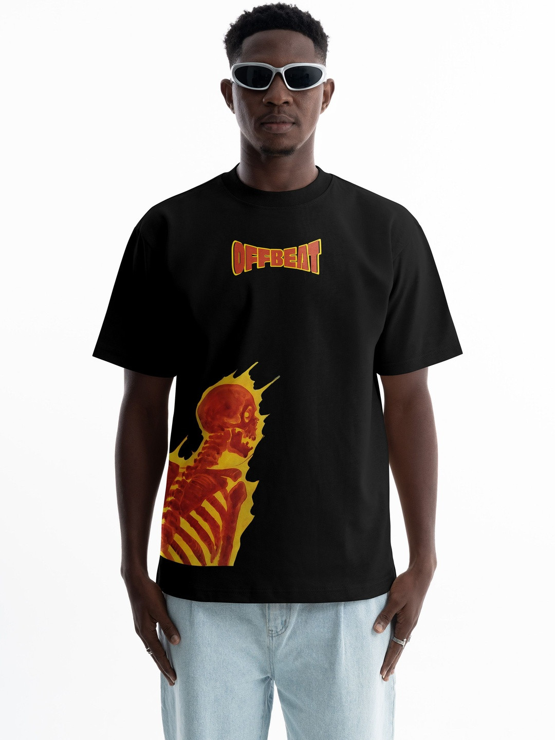 Offbeat Outfits Men Graphic Printed Round Neck Cotton Oversized T-shirt