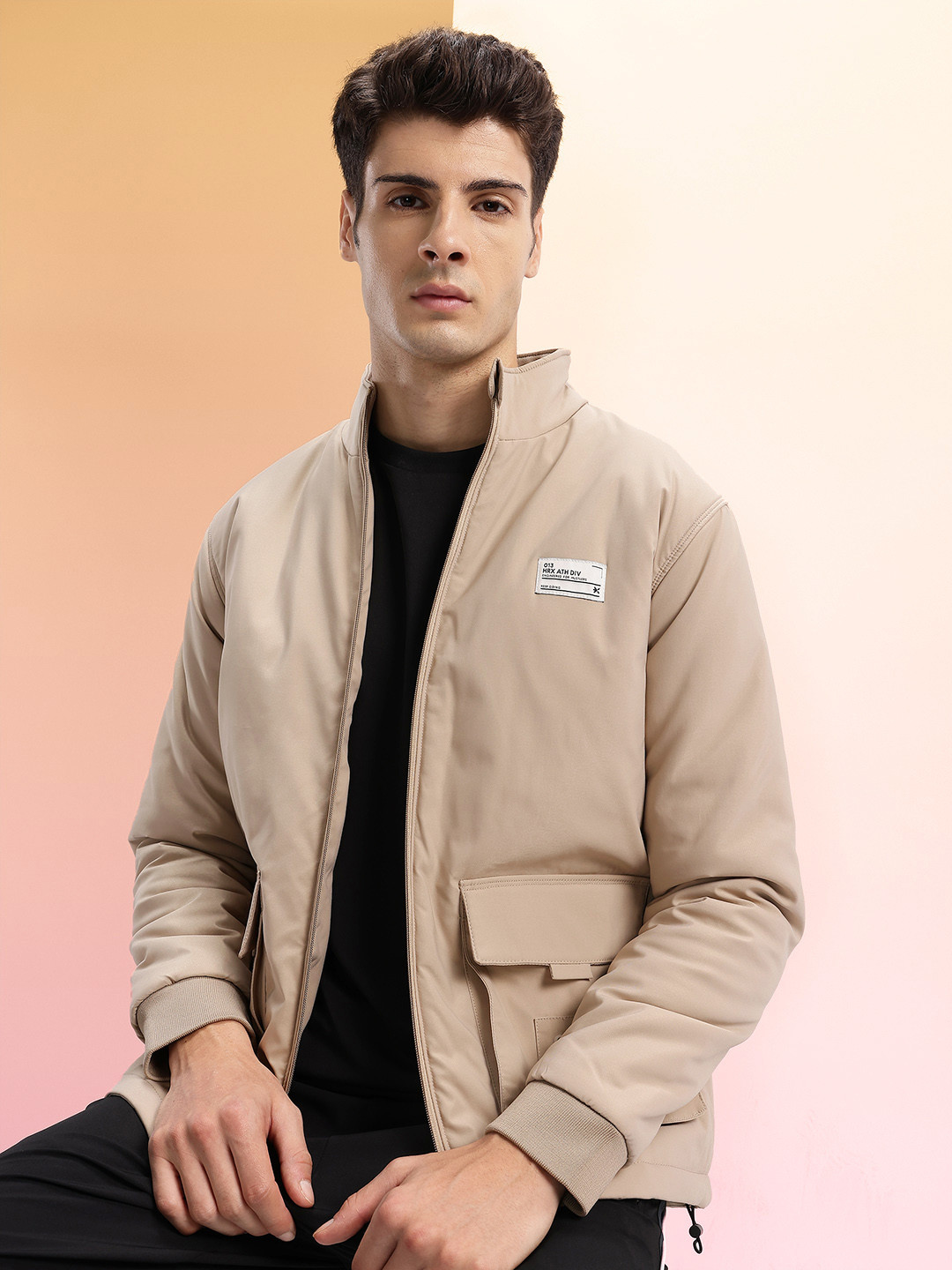 HRX by Hrithik Roshan  Rivet & Applique Detail Bomber Jacket