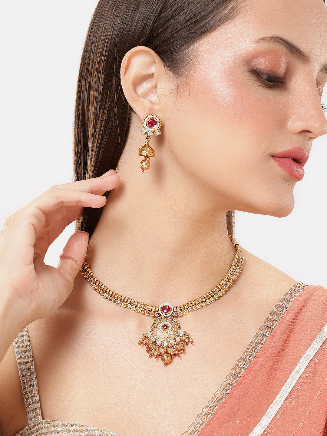 Lavish Giftz Gold Plated Handcrafted American Diamonds & Cubic Zirconia Jewellery Set