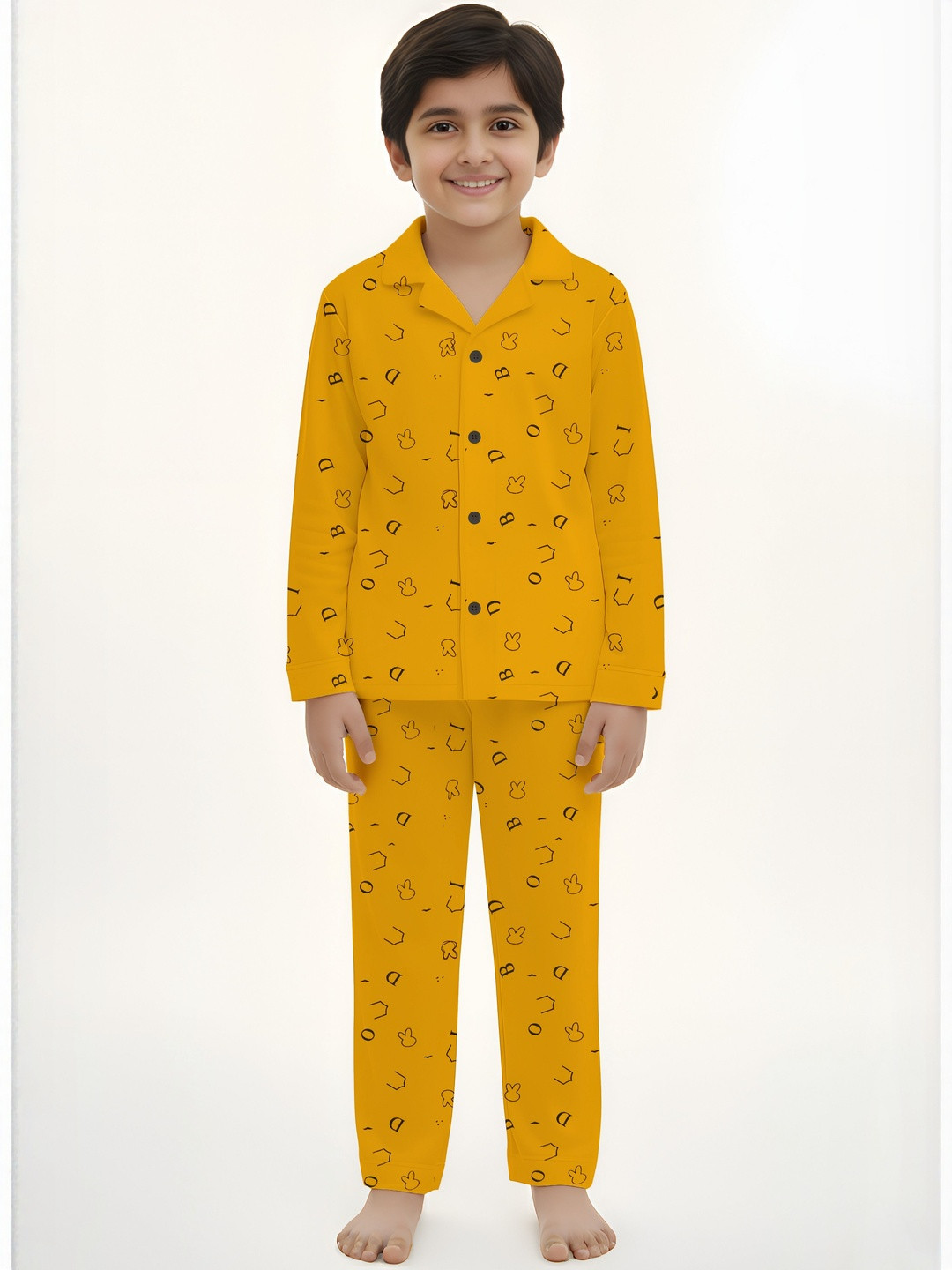 Fasha Unisex Kids Printed Shirt with Pyjamas Night Suit