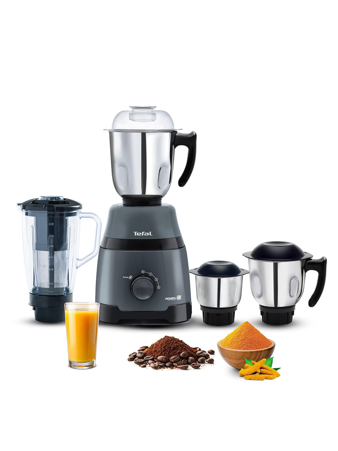Tefal Grey & Black GrindMax Plus MX-295 Mixer Grinder with 4 Jars 800W