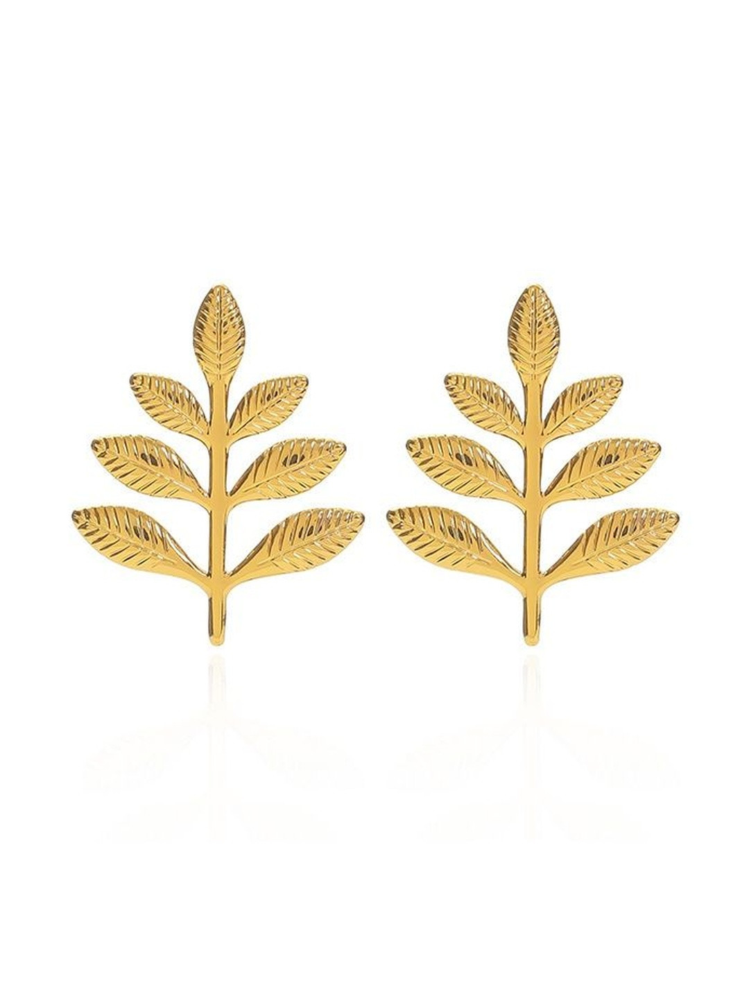 Jewelfy Leaf Shaped Studs Earrings