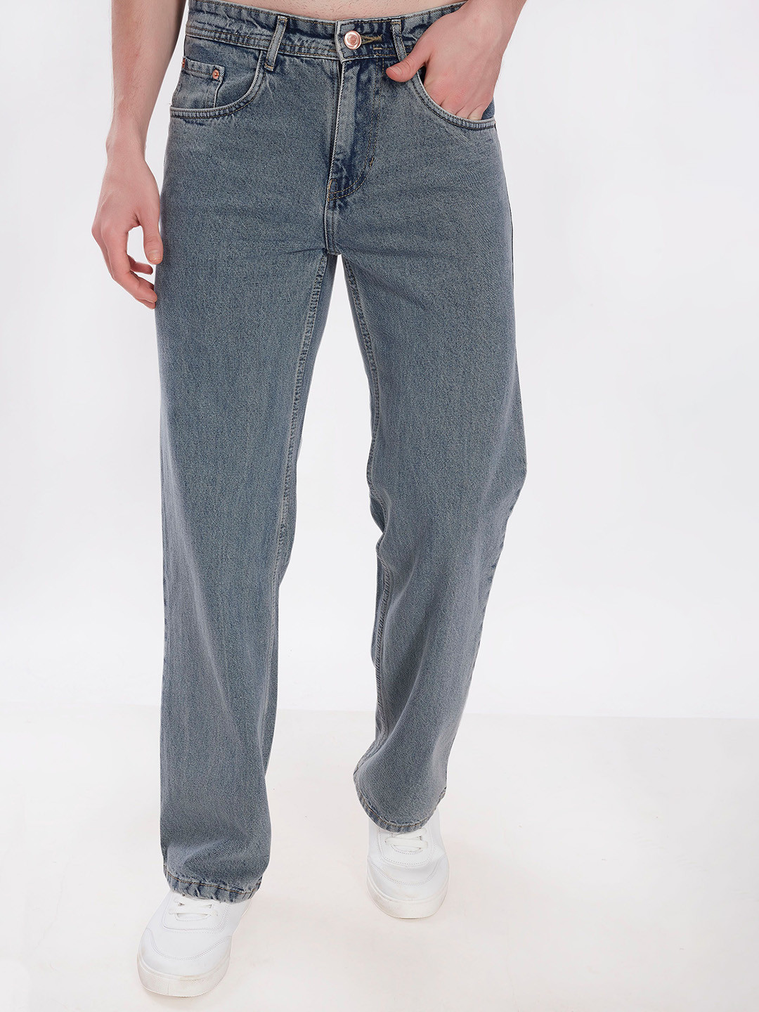 THE BEETEL HOUSE Men Baggy Fit Mid-Rise Low Distress Cotton Jeans