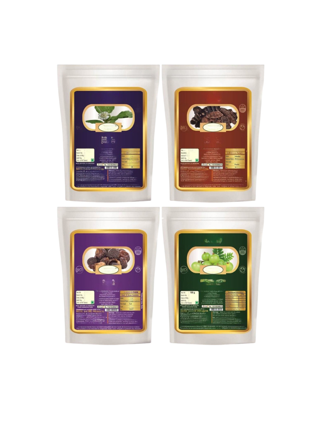 Biotic Set Of 4 Amla- Ritha- Shikakai & Bhringraj Powder Hair Mask- 100 g Each