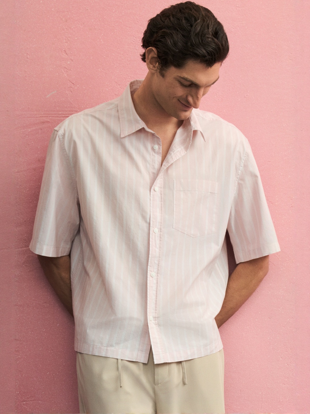 H&M Regular Fit Boxy-Style Poplin Shirt