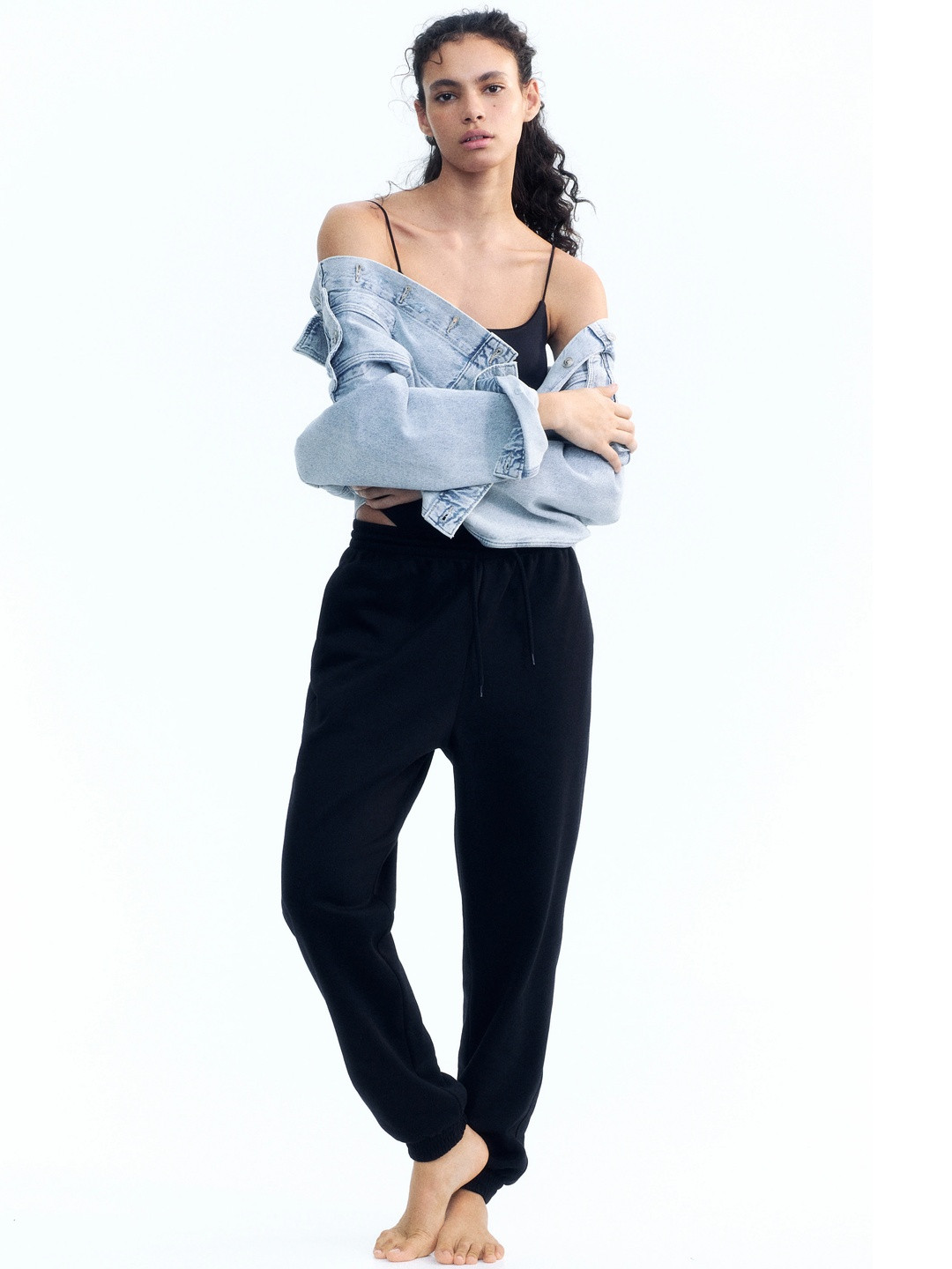 H&M Women Black High-Waisted Joggers