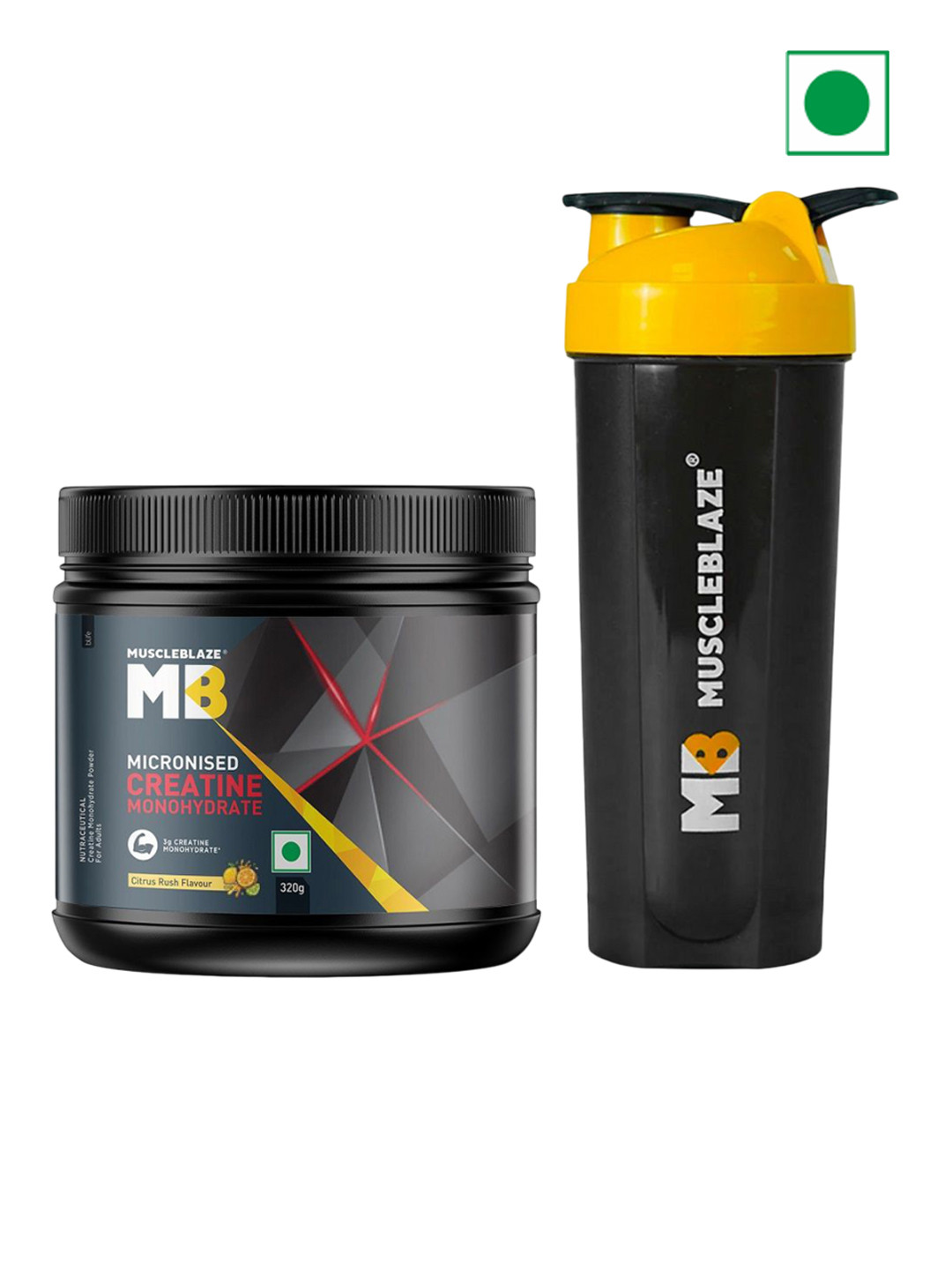 MuscleBlaze Micronized Creatine Monohydrate Powder- 320 g Citrus Rush With Shaker