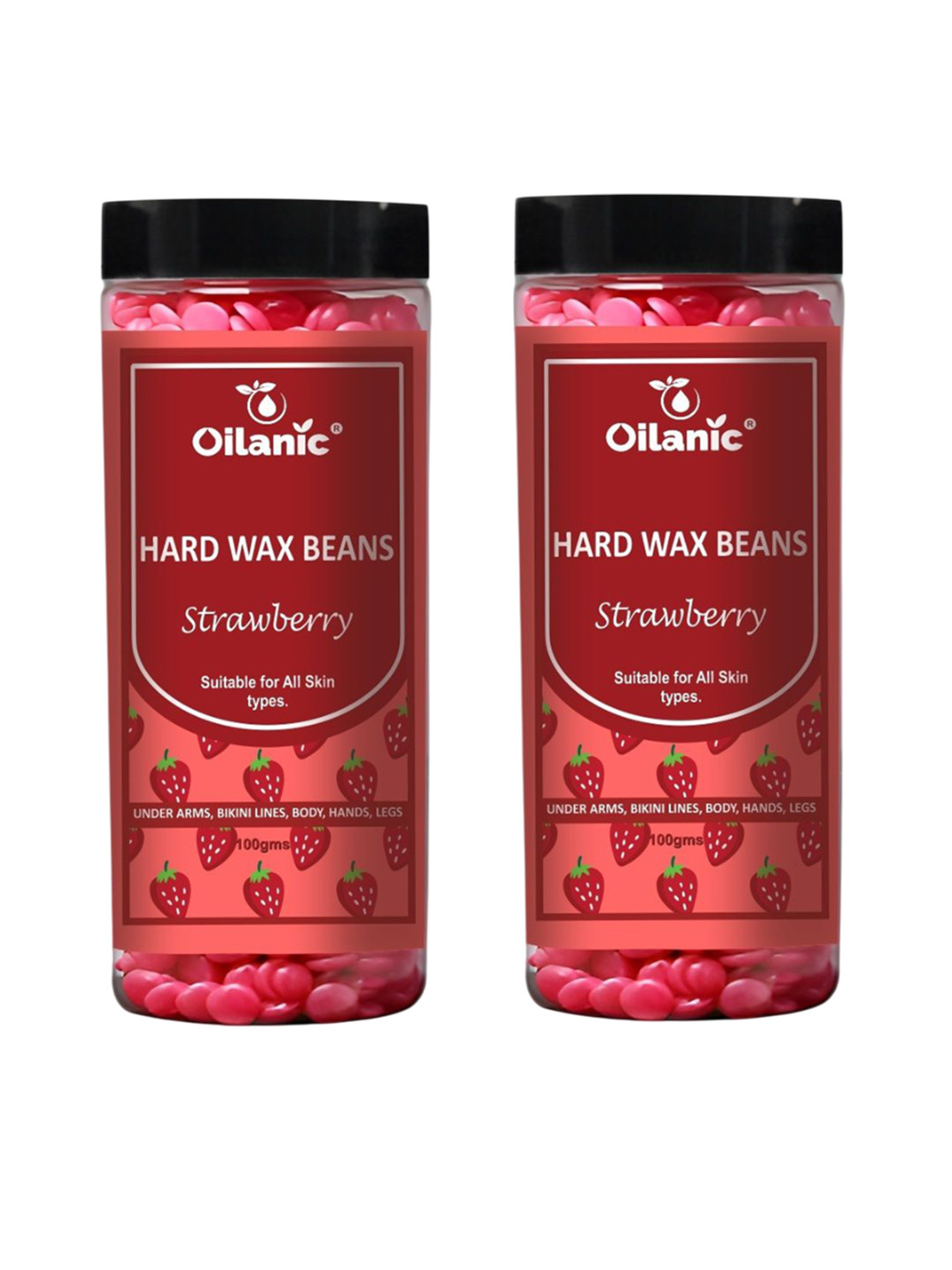 Oilanic Set Of 2 Strawberry Brazilian Hard Wax Beans For Hair Removal - 100 g Each