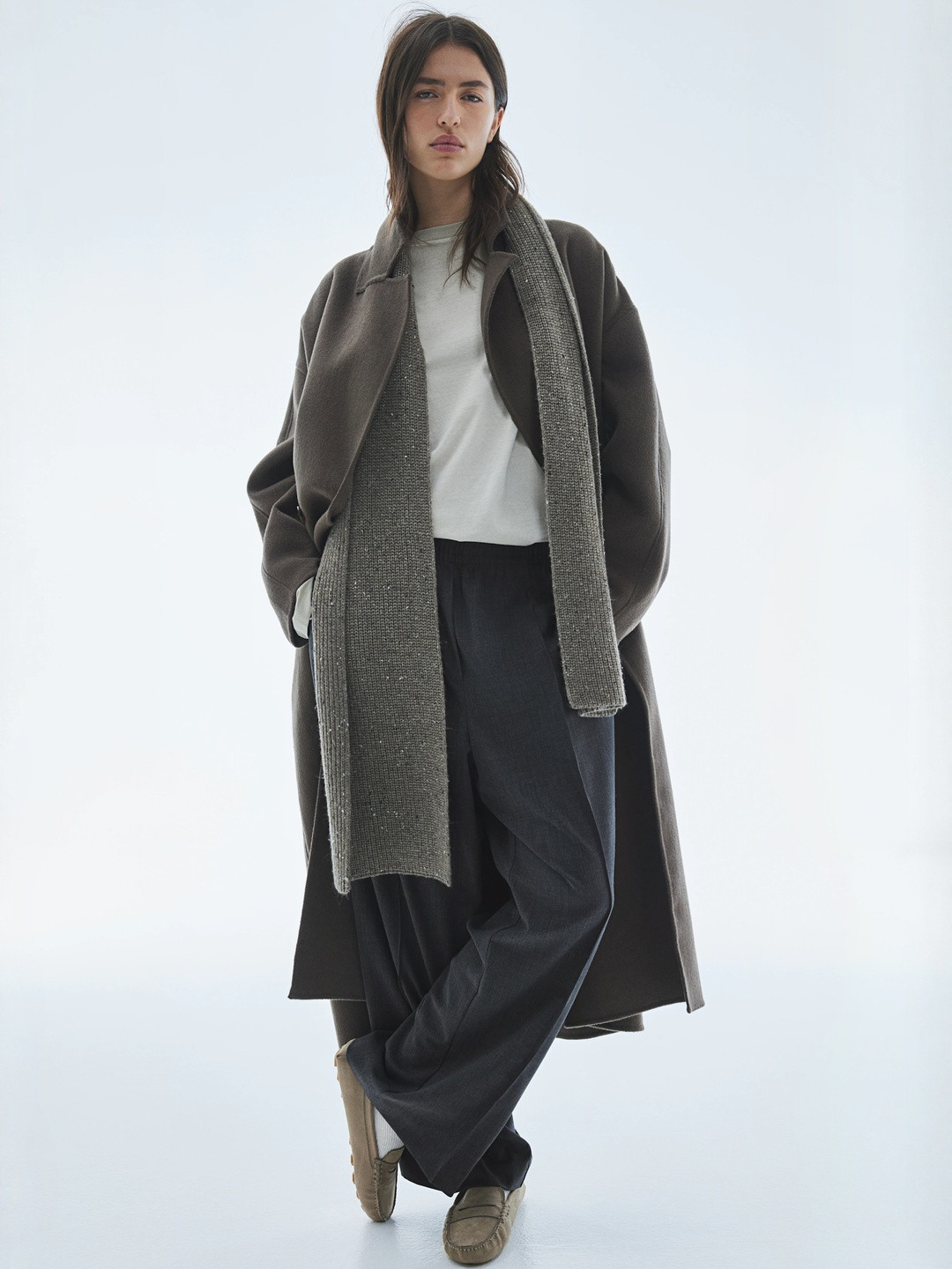 H&M Women Wide Crease-Detail Trousers