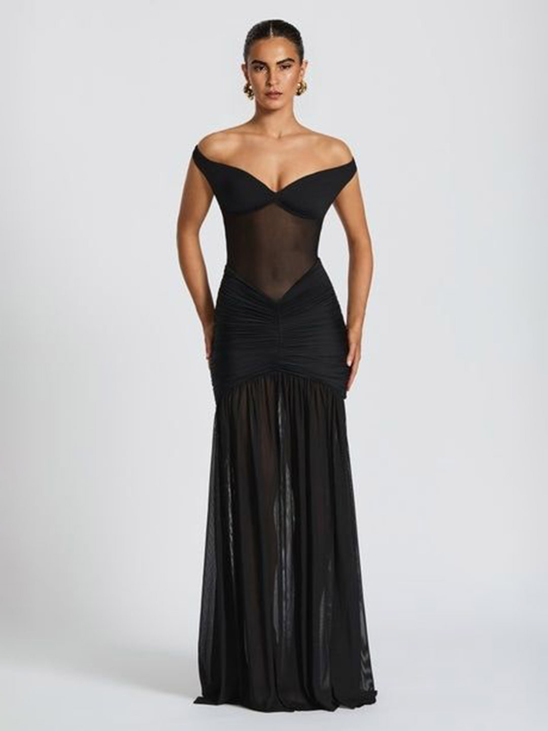 Bee Boe Aurelia Women Off-Shoulder Mesh Maxi Dress