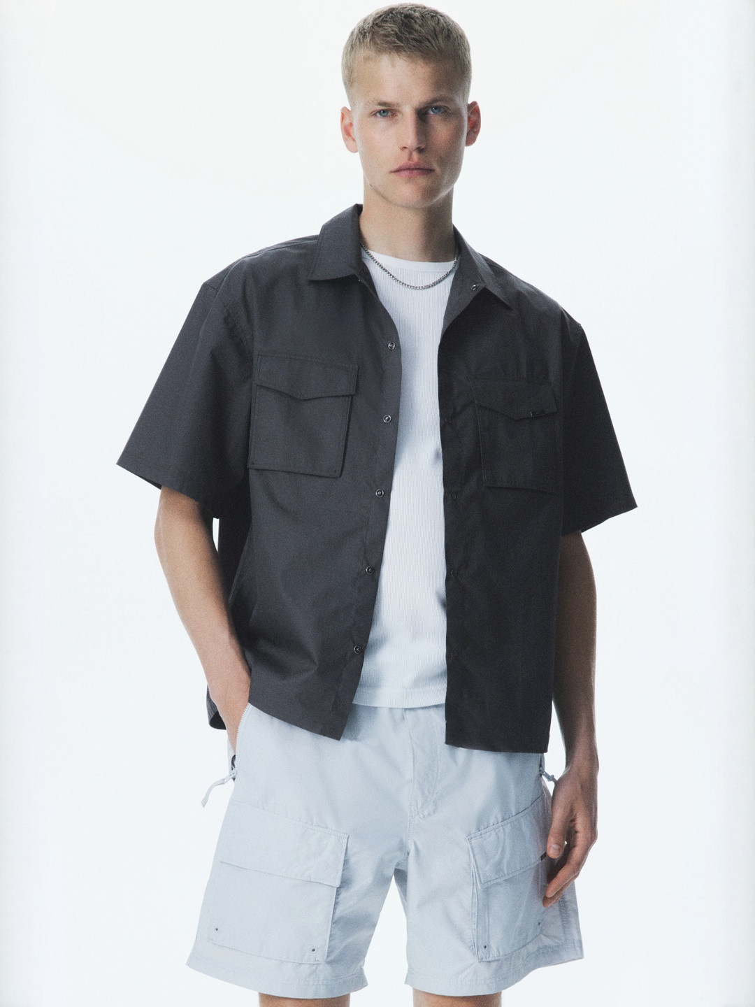 H&M Loose Fit Short-Sleeved Utility Shirt