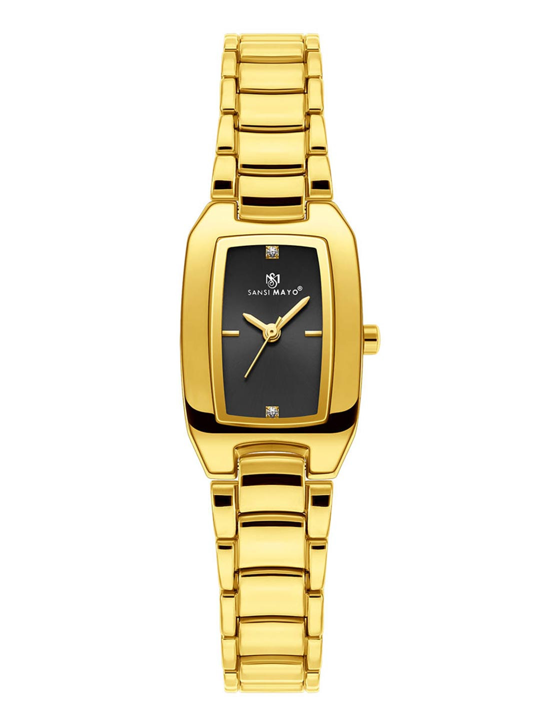 SANSIMAYO Women Stainless Steel Bracelet Style Straps Analogue Watch SM-L-214-G-G-B